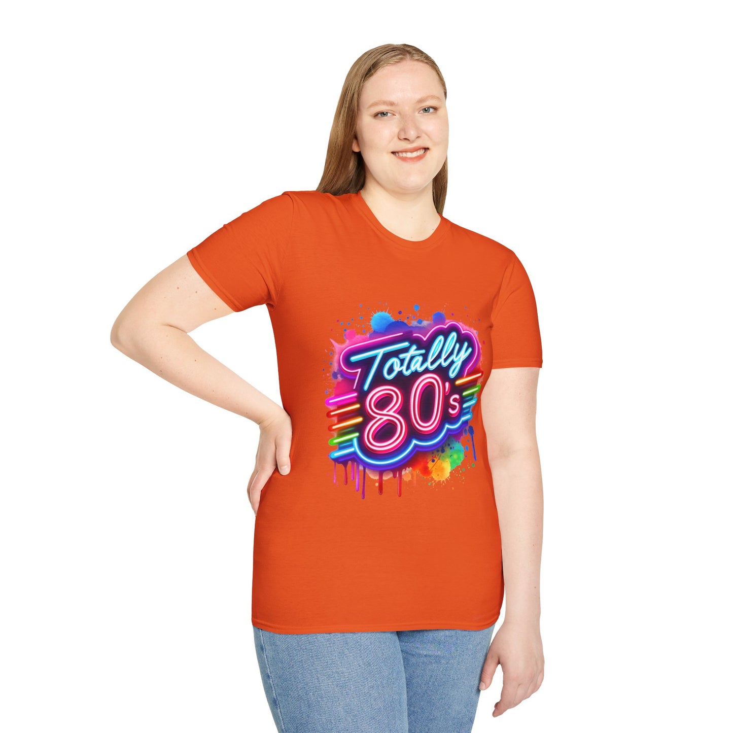 Totally 80s Unisex Softstyle T-Shirt – Retro Vintage Tee, Nostalgic Gift, Party Shirt, Perfect for 80s Theme Events, Festival Wear