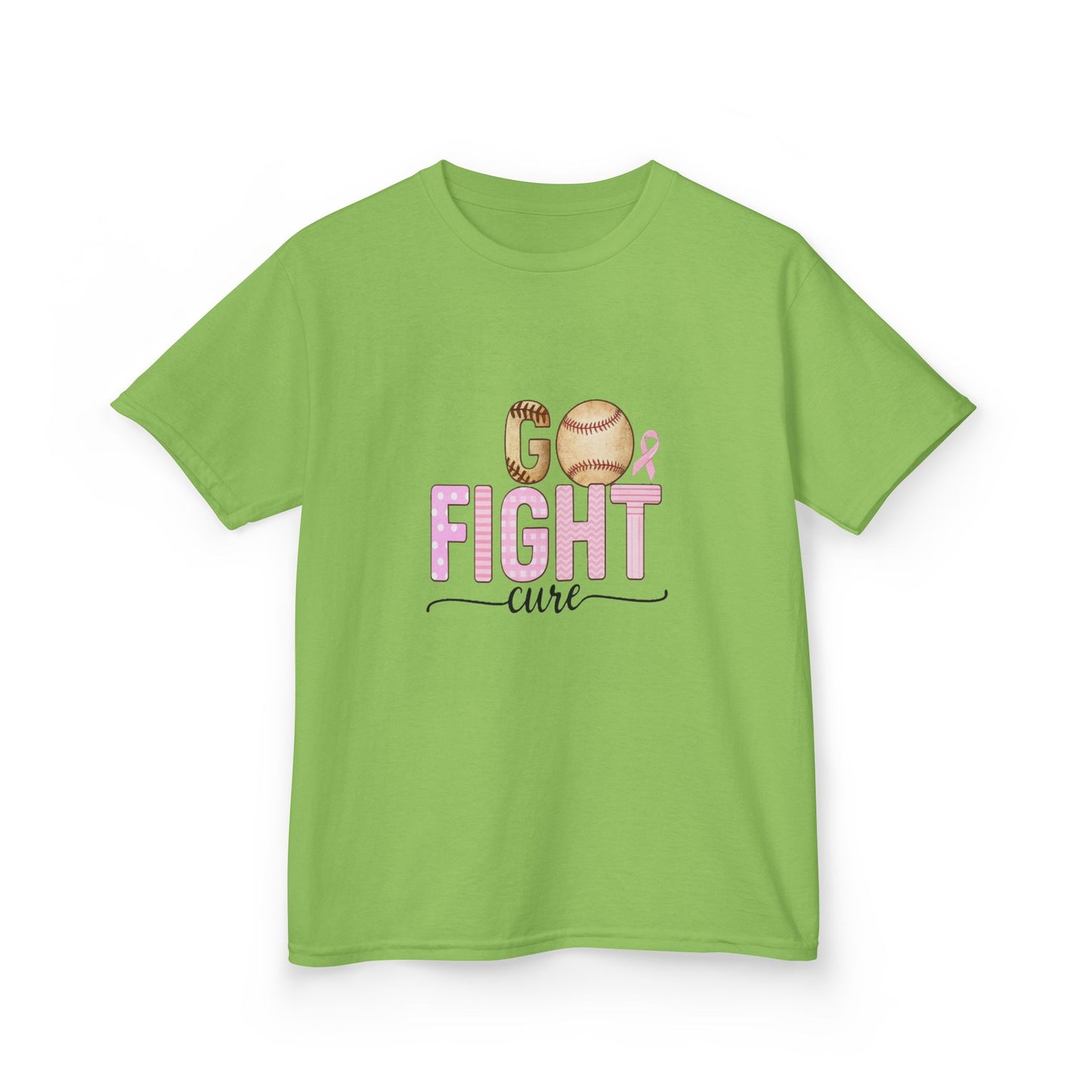 Go Fight Cure Baseball Pink Ribbon Kids Christmas Tee