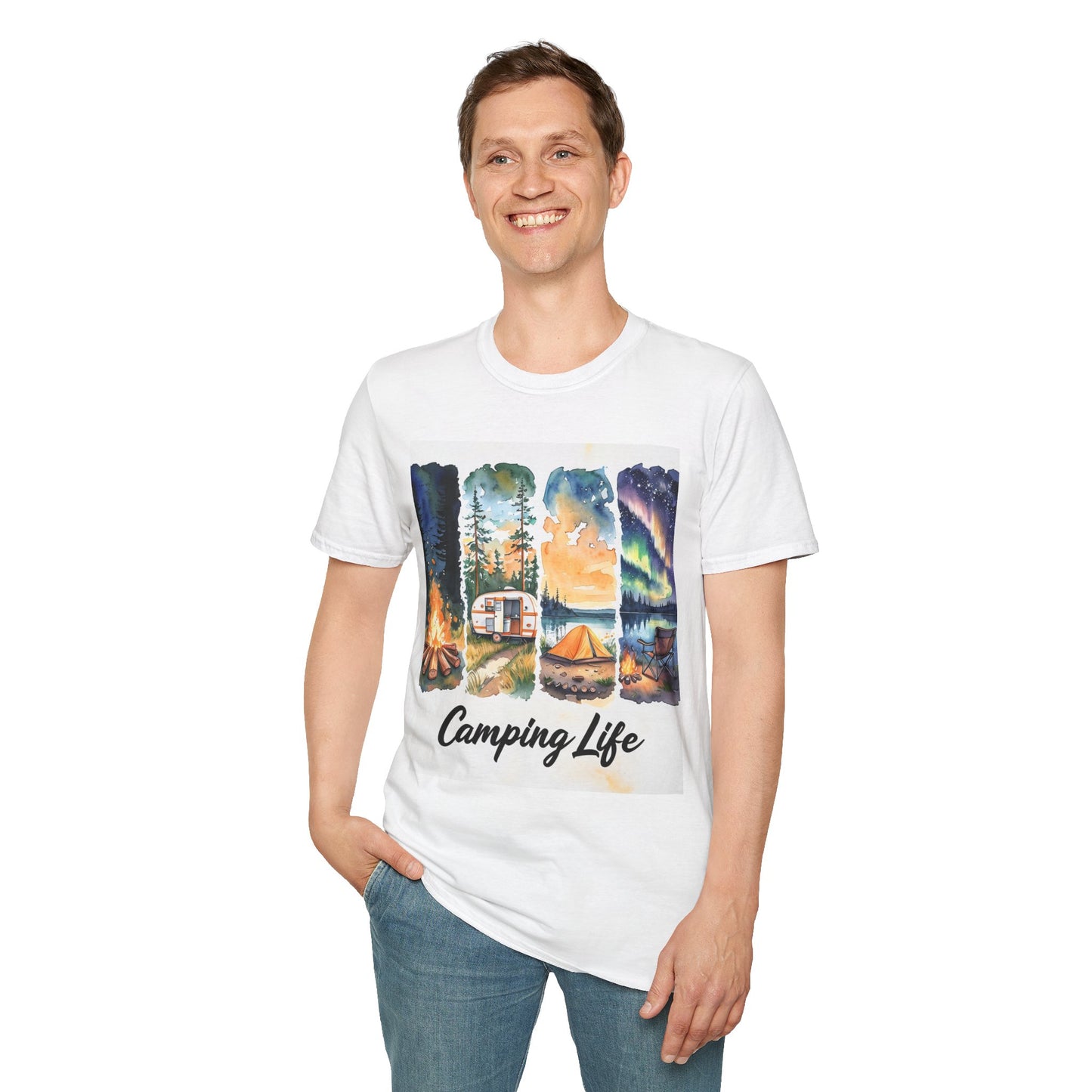 Camping Life Unisex Softstyle T-Shirt, Outdoor Apparel, Adventure Wear, Summer Camping Gear, Nature Lover Gift