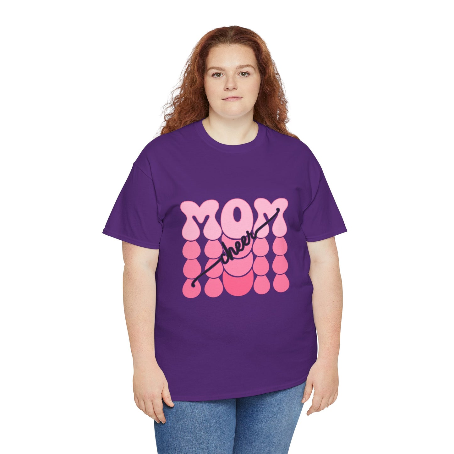 MOM Cheer – Pink Bubble Letter Spirit Tee