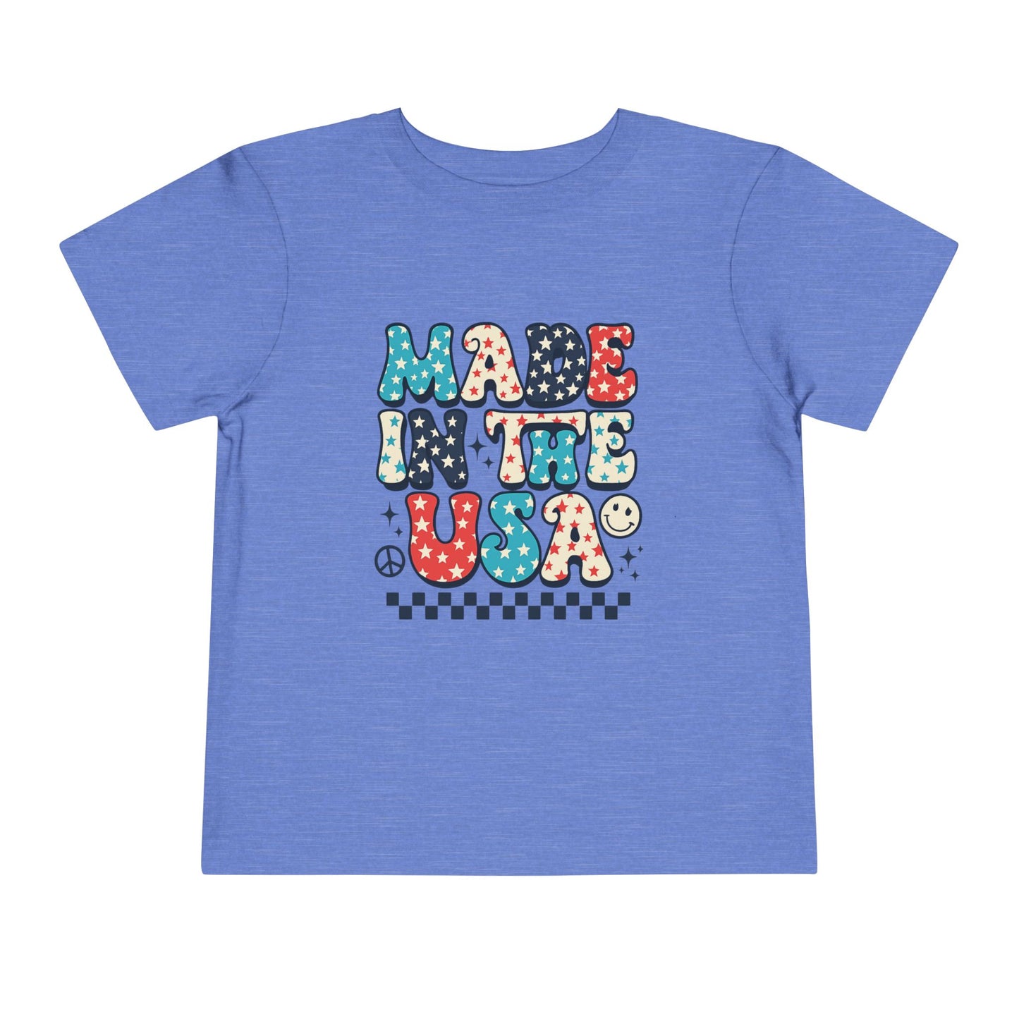 Toddler Tee Vintage Made in USA Retro Smiley Peace Sign Star Design
