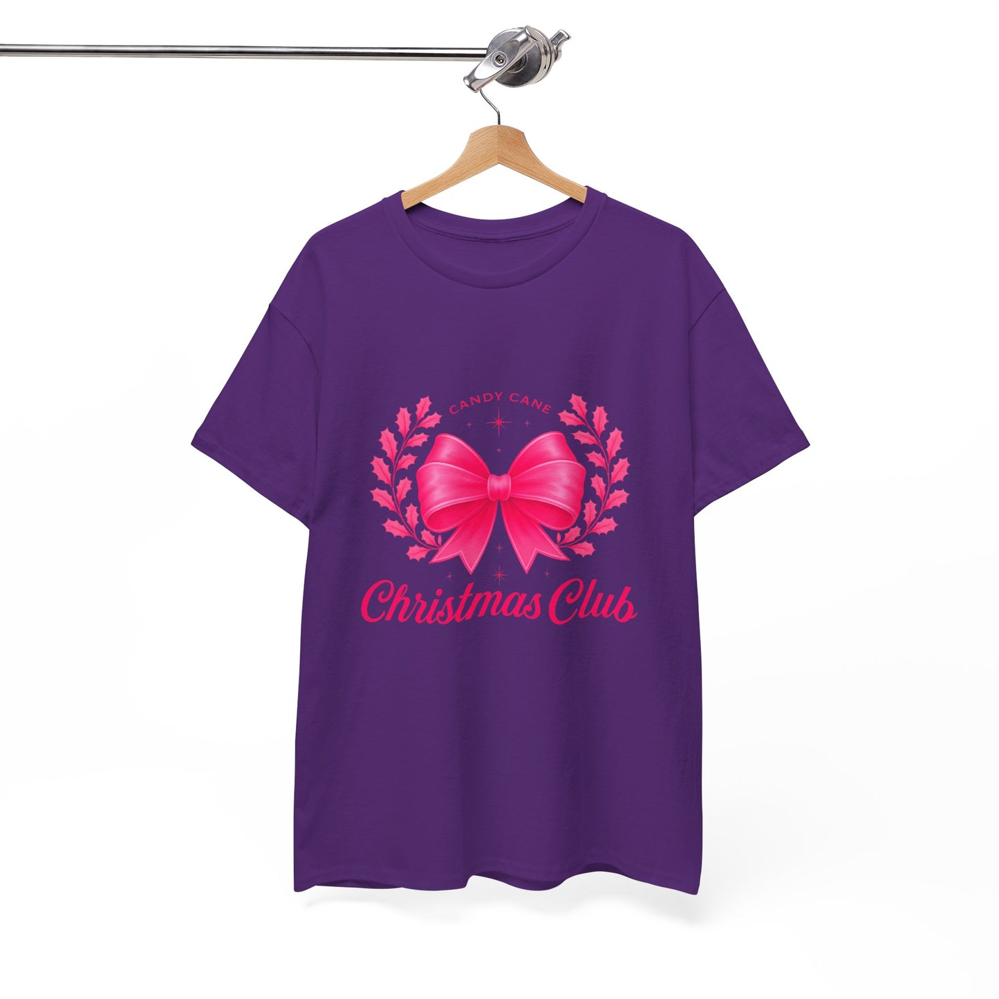 Christmas Tee with Pink Bow and Candy Cane Christmas Club Text