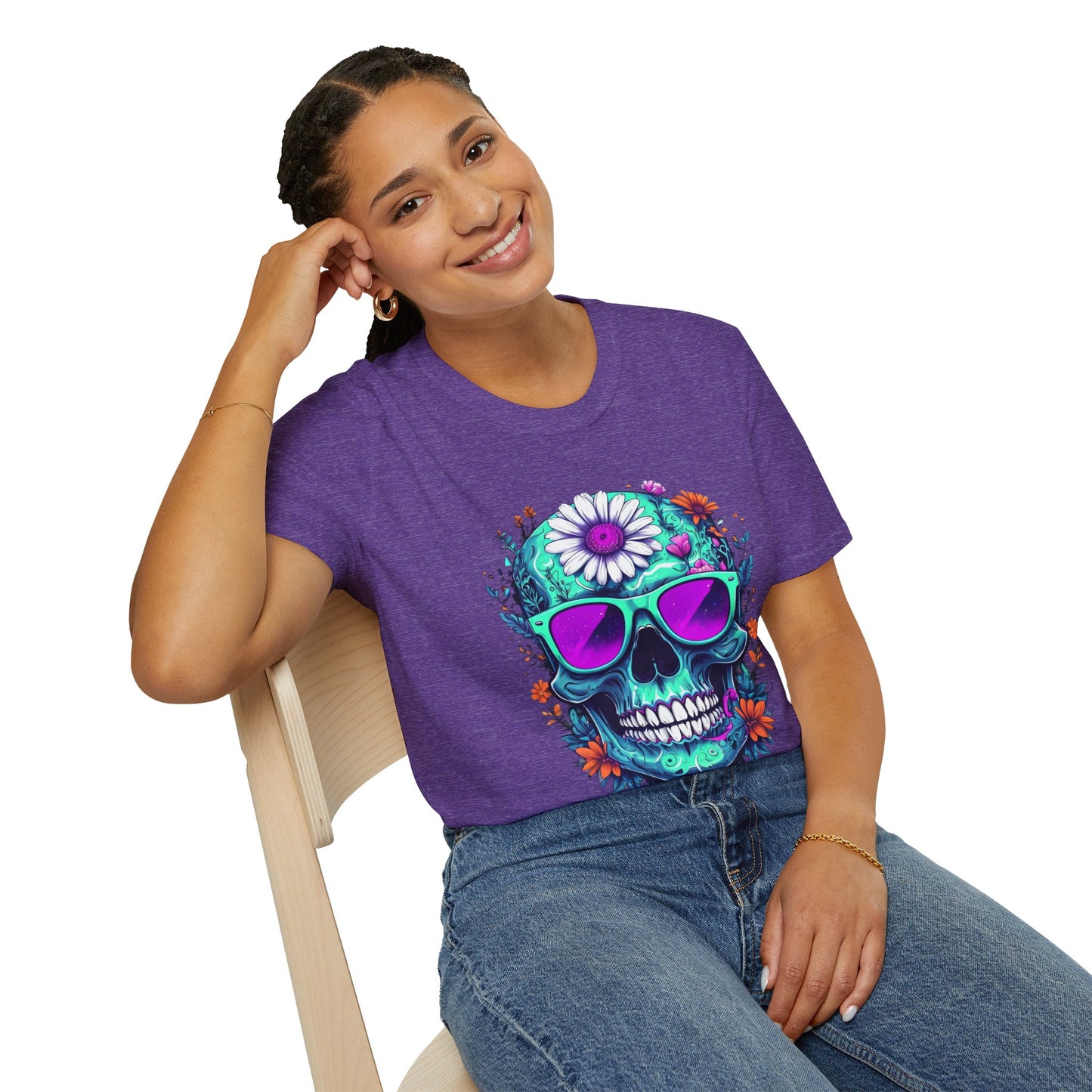Vibrant Skull Graphic Tee, Edgy Unisex T-Shirt, Festival Wear, Vintage Inspired Tops, Halloween Must-Have, Cool Casual Style
