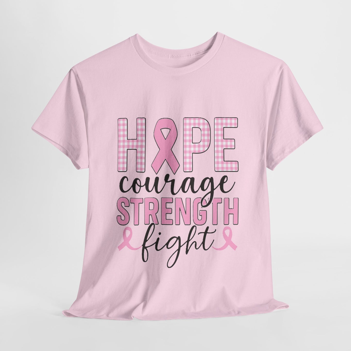 Hope, Courage & Strength Pink Ribbon Awareness Tee