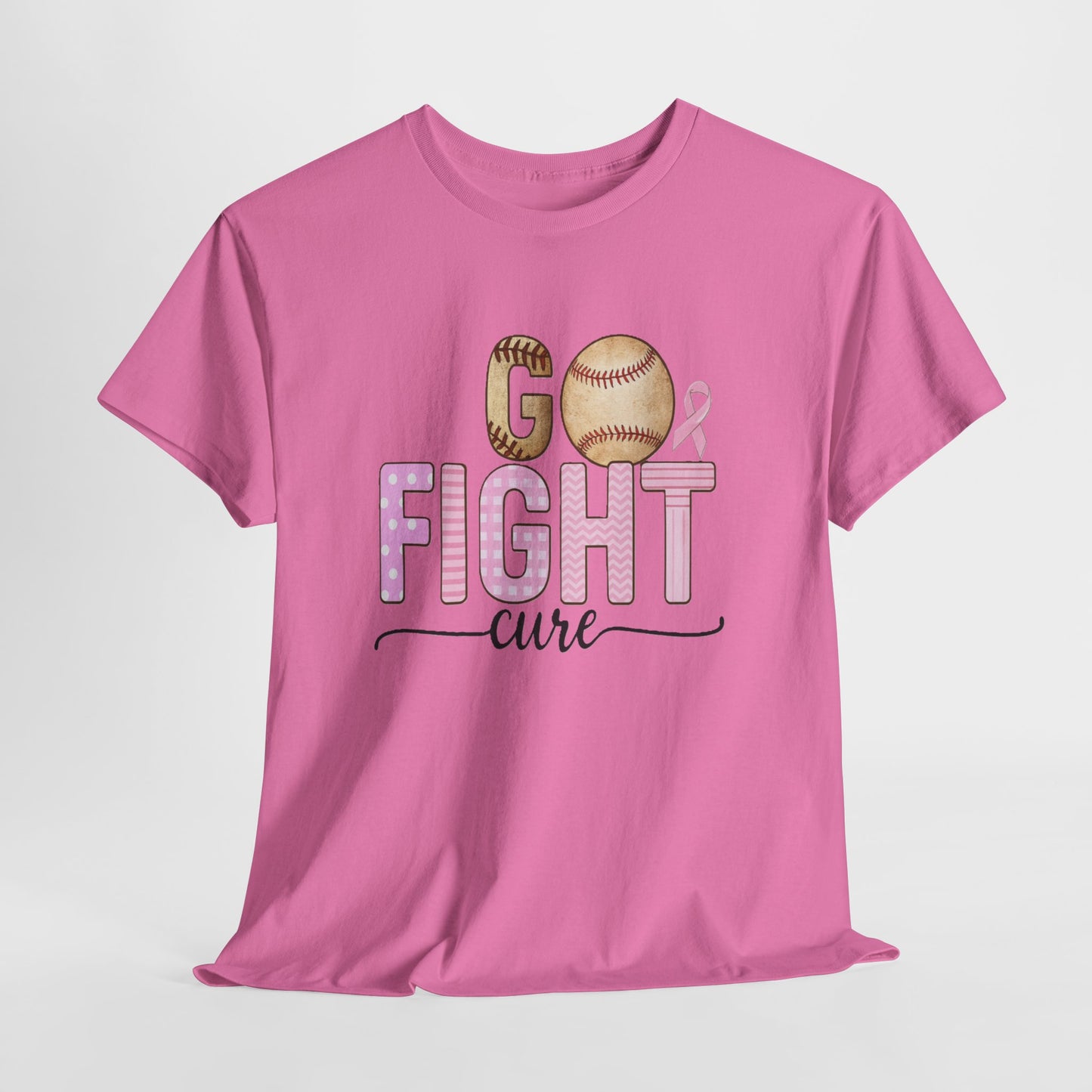 Go Fight Cure Baseball Pink Ribbon Awareness Tee