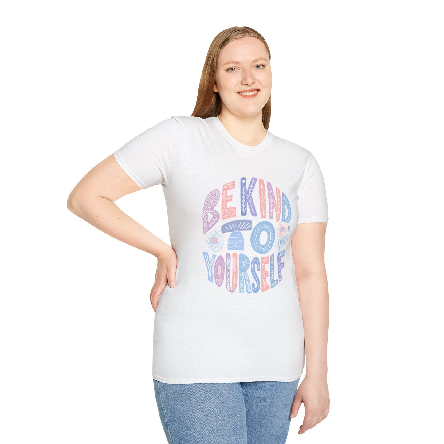 Be Kind to Yourself Unisex Softstyle T-Shirt, Positive Affirmation Tee, Relaxed Fit Shirt, Self Care Gift, Mindfulness Apparel