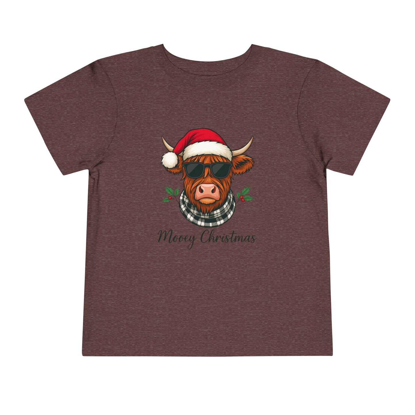 Mooey Christmas Highland Cow Toddler Tee