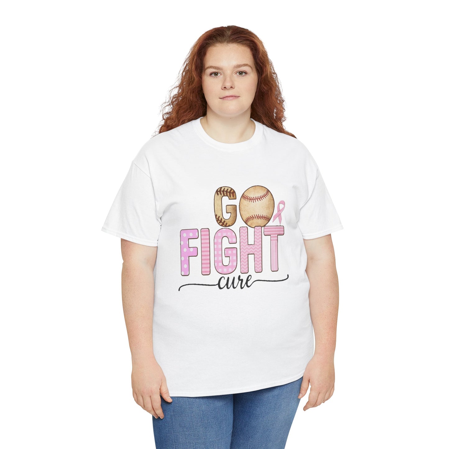 Go Fight Cure Baseball Pink Ribbon Awareness Tee