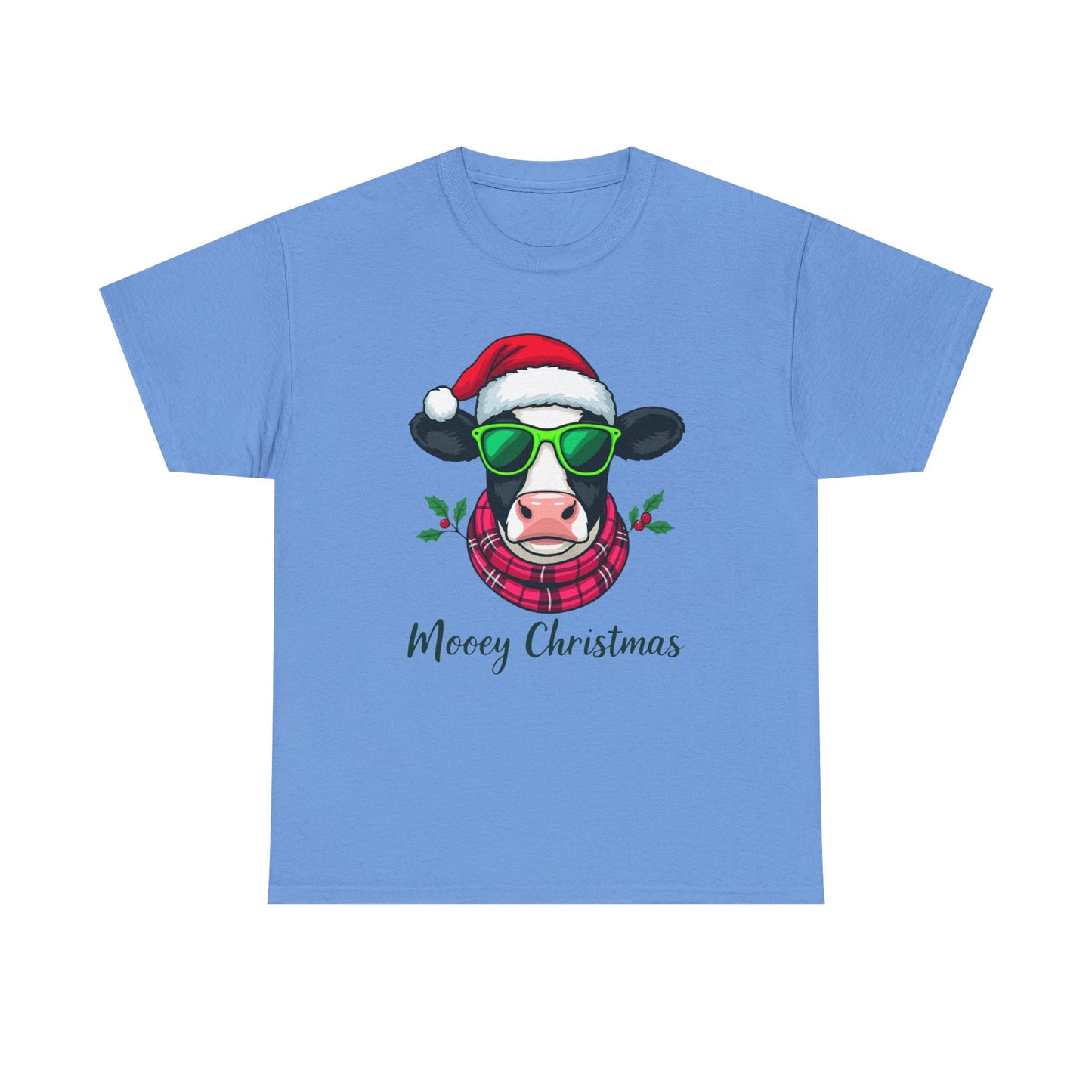 Moovey Christmas Cow Tee - Pink Plaid Scarf & Sunglasses
