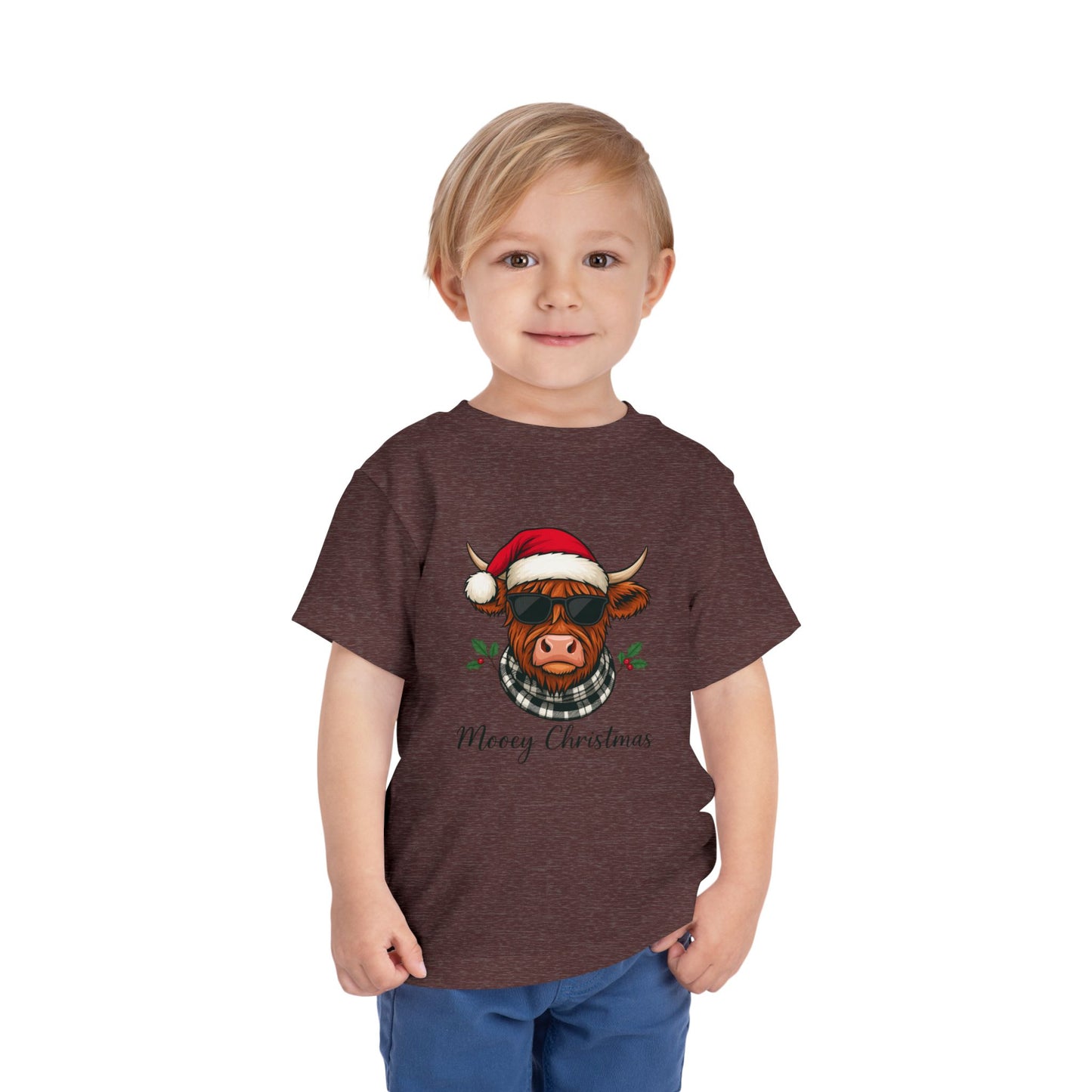 Mooey Christmas Highland Cow Toddler Tee