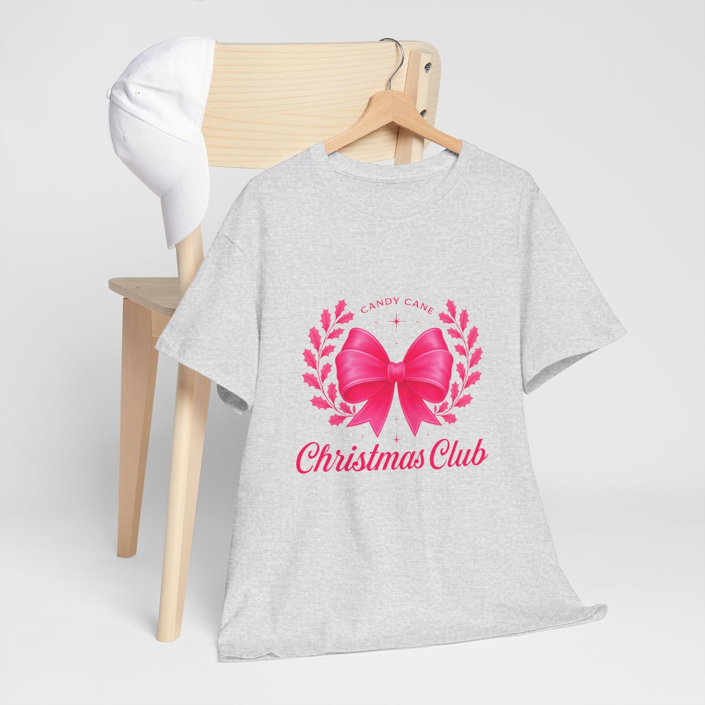 Christmas Tee with Pink Bow and Candy Cane Christmas Club Text