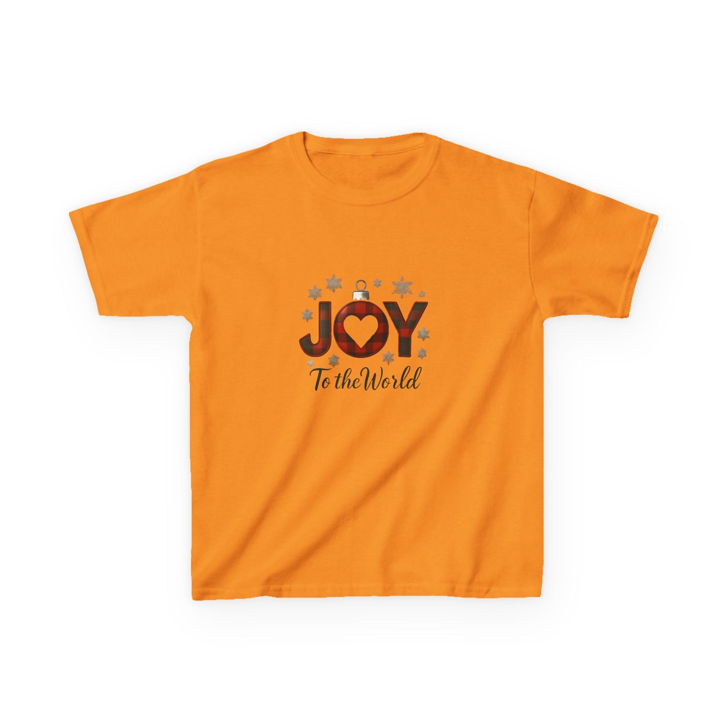 JOY Dinosaur Christmas Tee - Plaid Ornament Dino Shirt