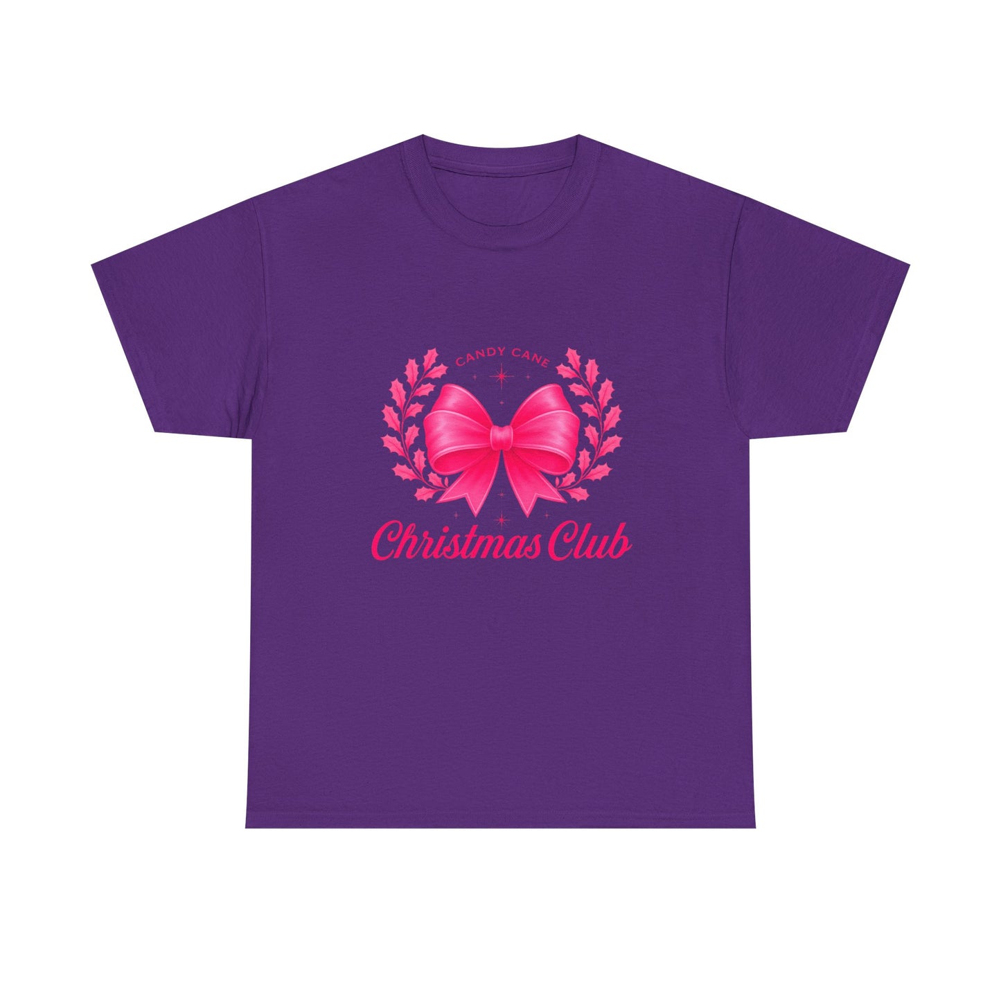 Christmas Tee with Pink Bow and Candy Cane Christmas Club Text