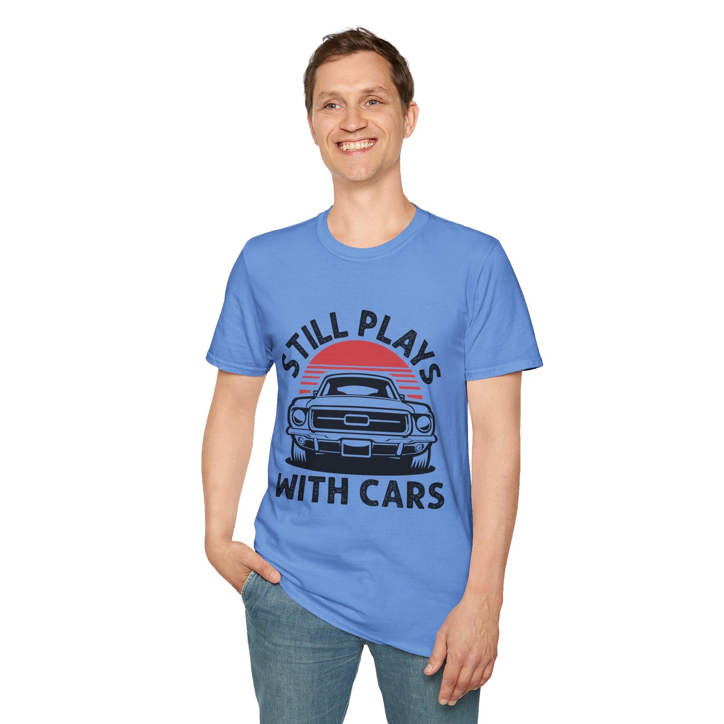 Retro Car Enthusiast T-Shirt, Still Plays with Cars Tee, Gift for Men, Vintage Auto Lover Shirt, Casual Wear, Birthday Present