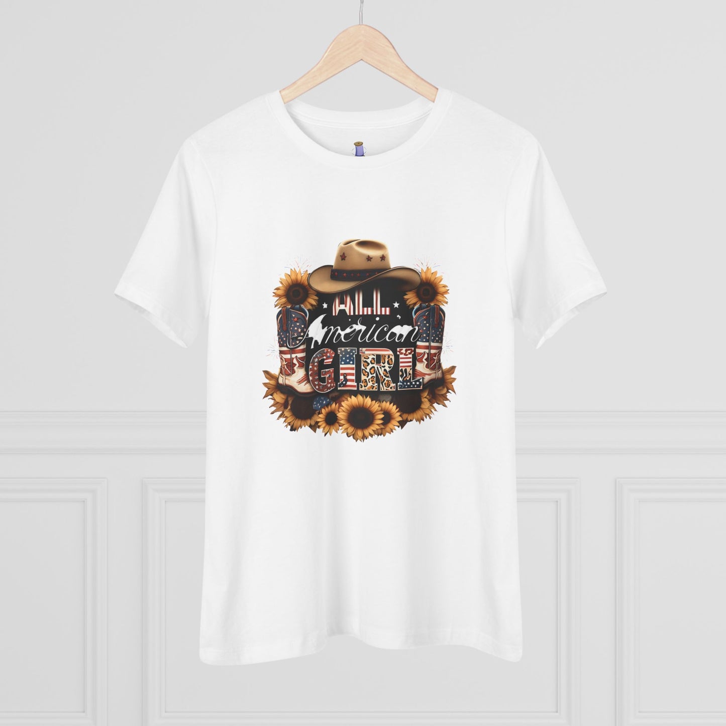 Rustic American Girl Tee, Country Style Shirt, Summer Outfit, Gift for Her, Everyday Casual Wear, Farmhouse Fashion