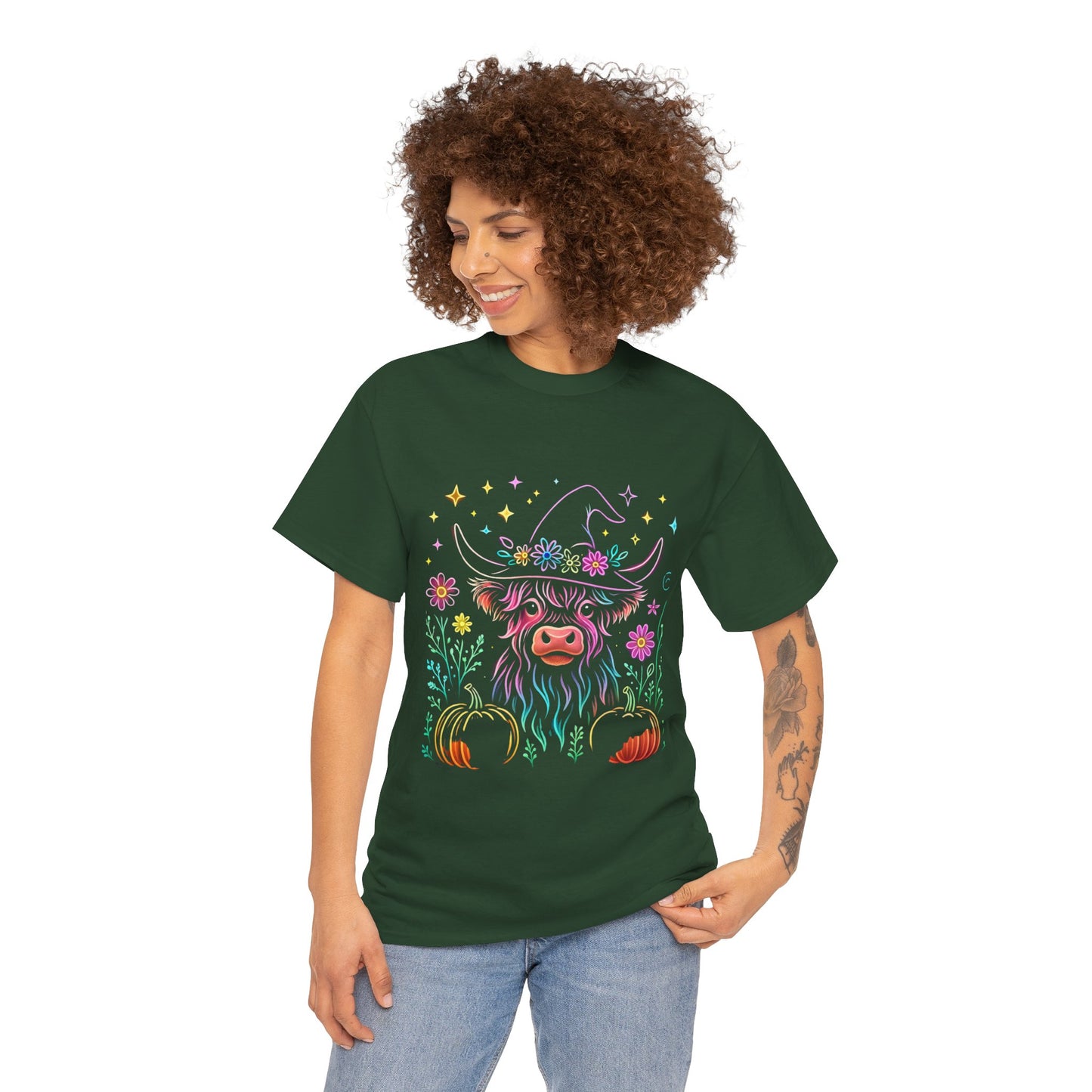 🎃 Magical Highland Cow Tee – Witchy Pumpkin Farm Shirt
