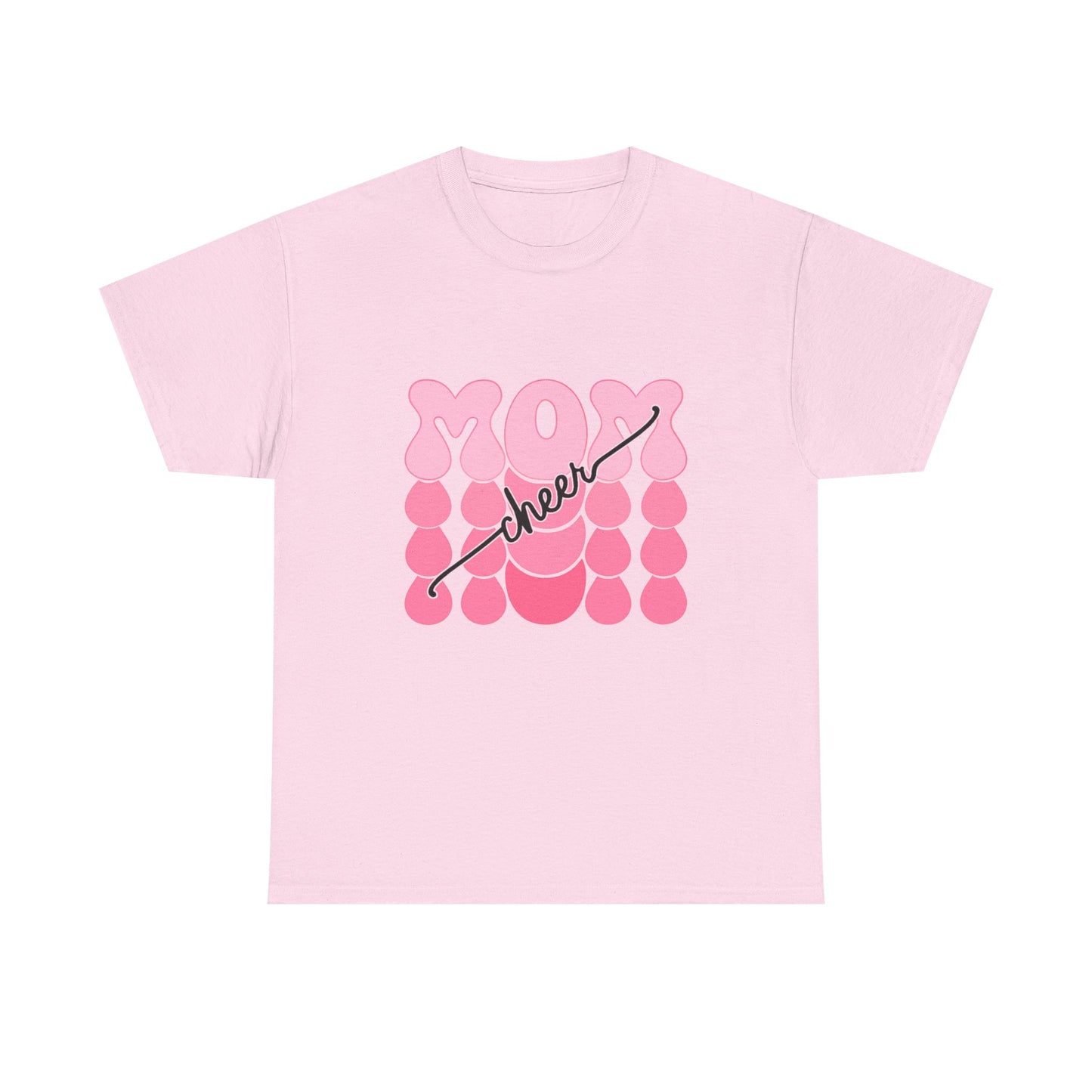 MOM Cheer – Pink Bubble Letter Spirit Tee