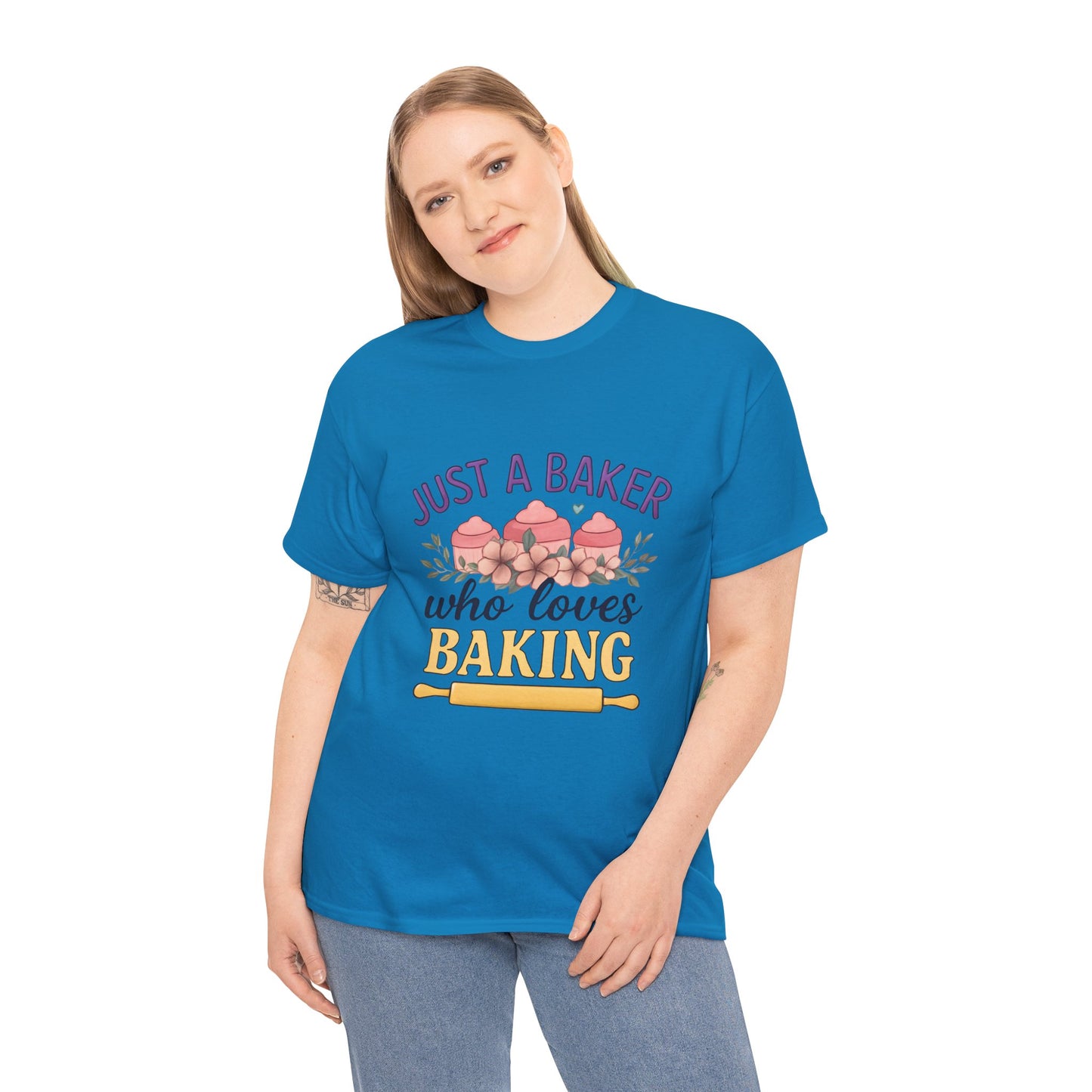 Baking Lover Tee with Cupcake and Rolling Pin Design