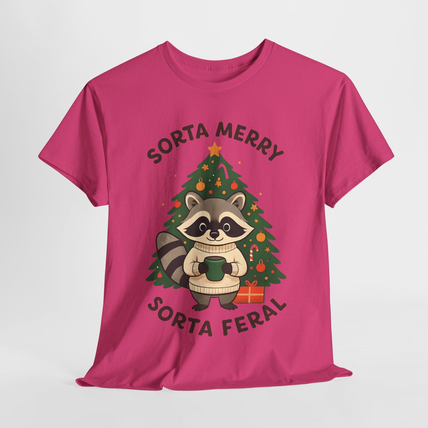 Sorta Merry Sorta Feral Raccoon Christmas Tee