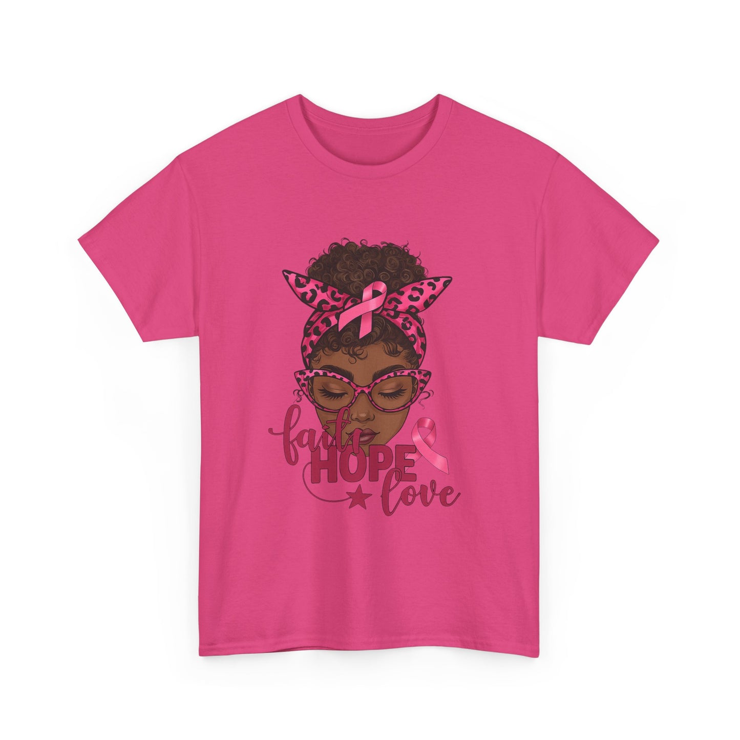 Hope Love Faith Black Woman Pink Ribbon Tee