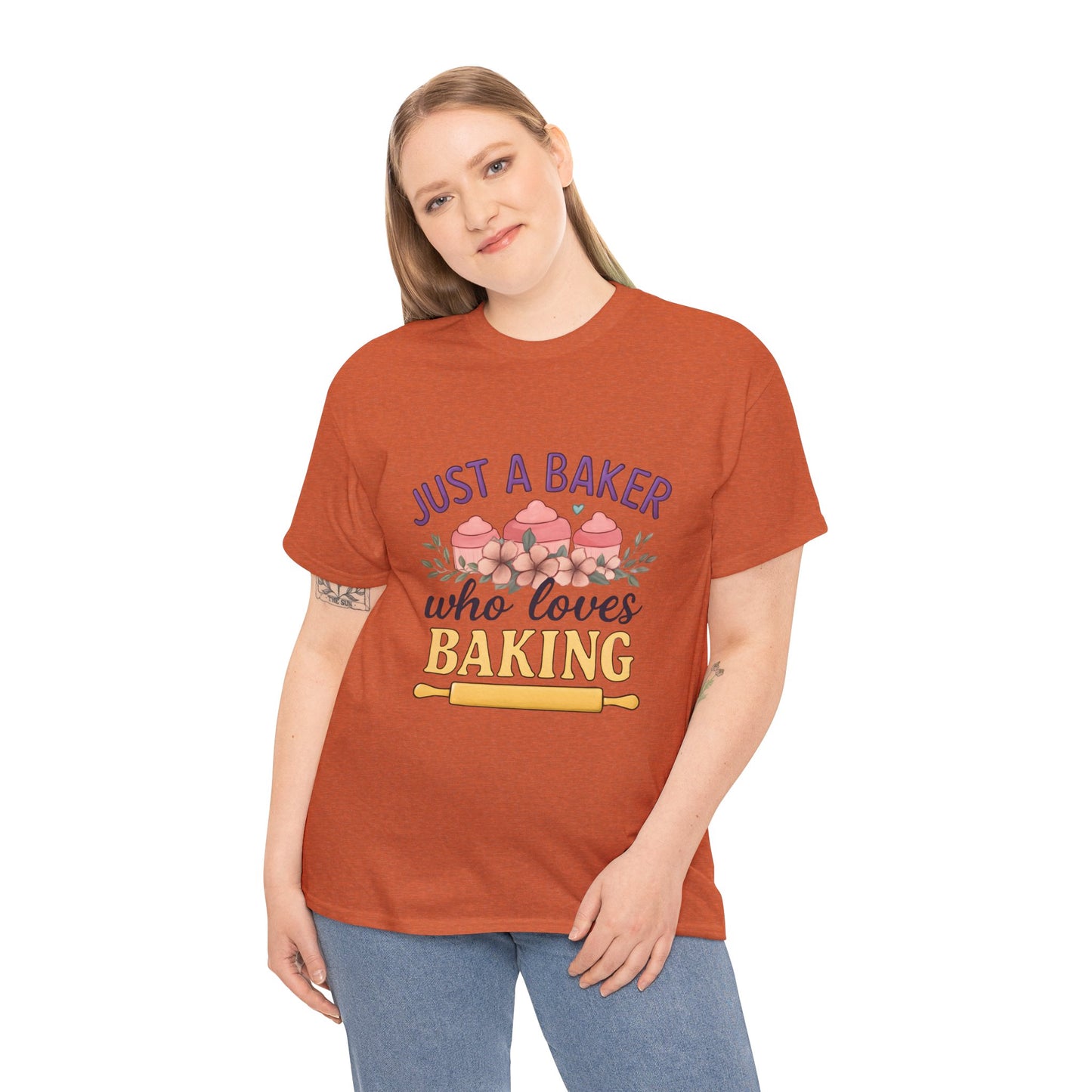 Baking Lover Tee with Cupcake and Rolling Pin Design