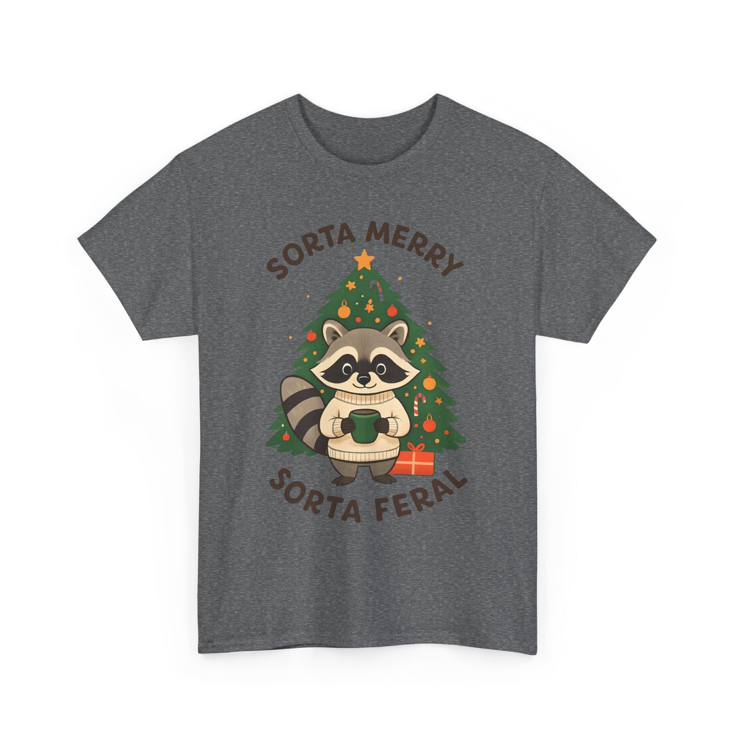 Sorta Merry Sorta Feral Raccoon Christmas Tee