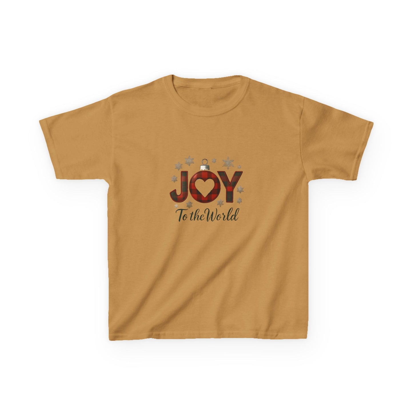 JOY Dinosaur Christmas Tee - Plaid Ornament Dino Shirt