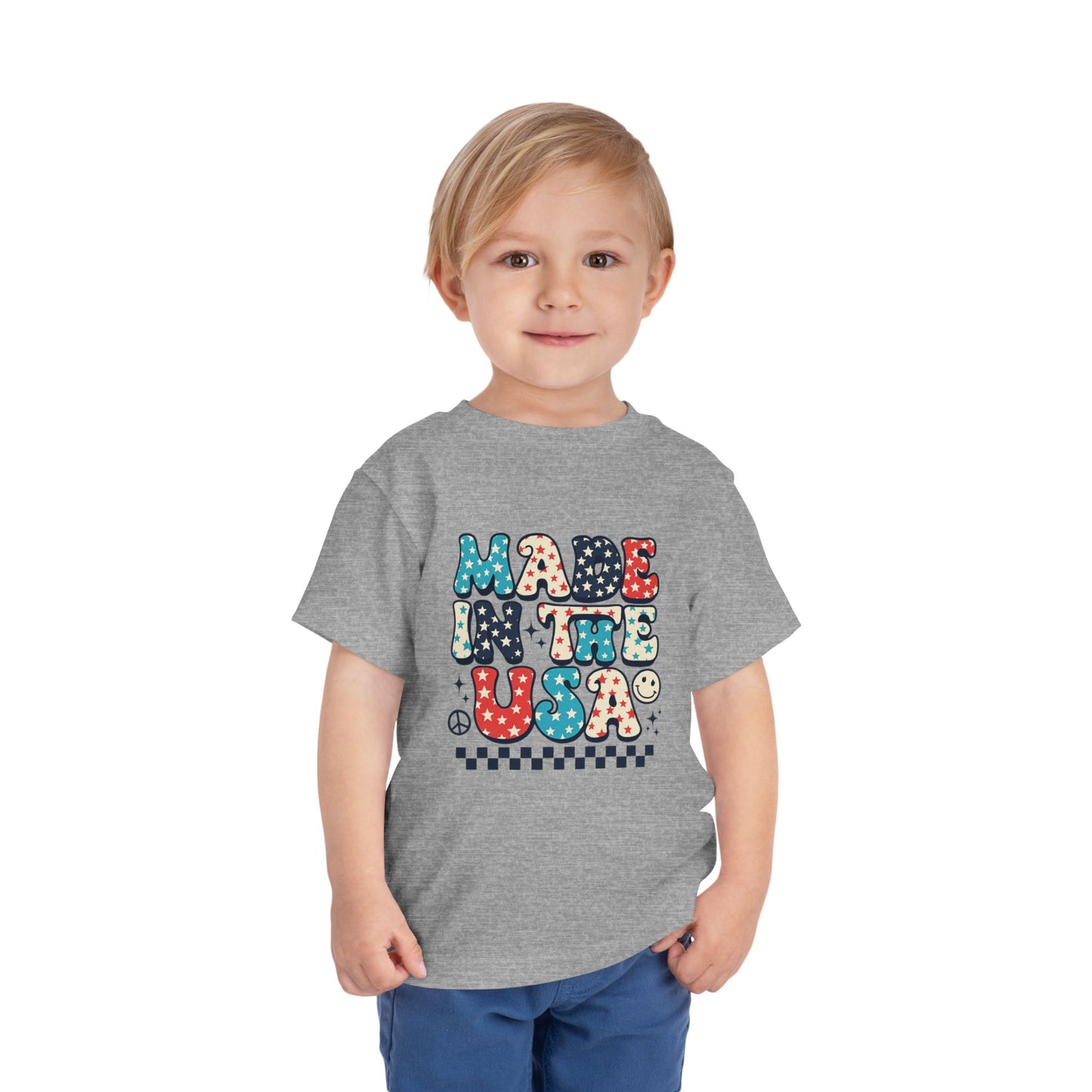 Toddler Tee Vintage Made in USA Retro Smiley Peace Sign Star Design