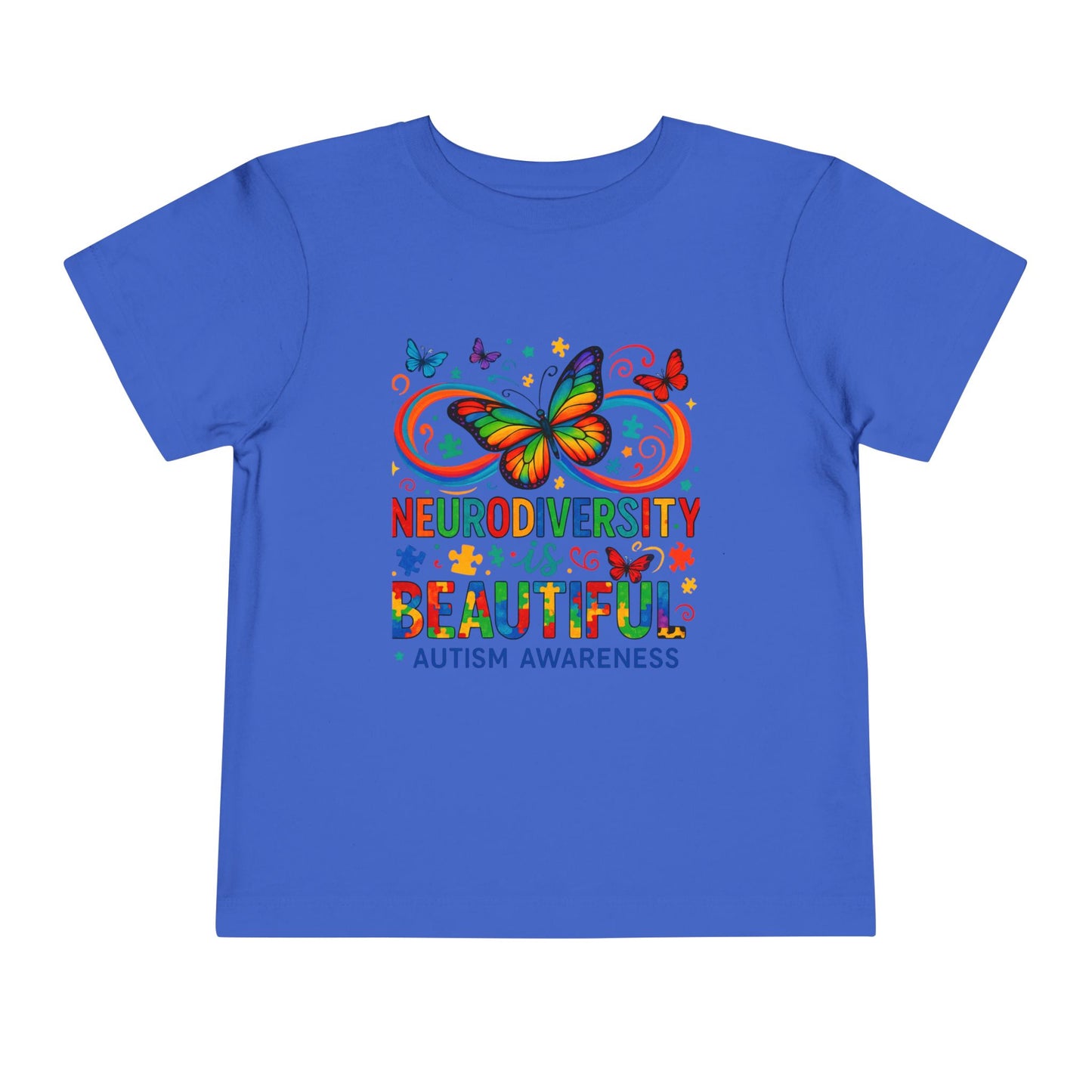 Toddler Tee - Neurodiversity is Beautiful Butterfly Rainbow Puzzle Piece Tee