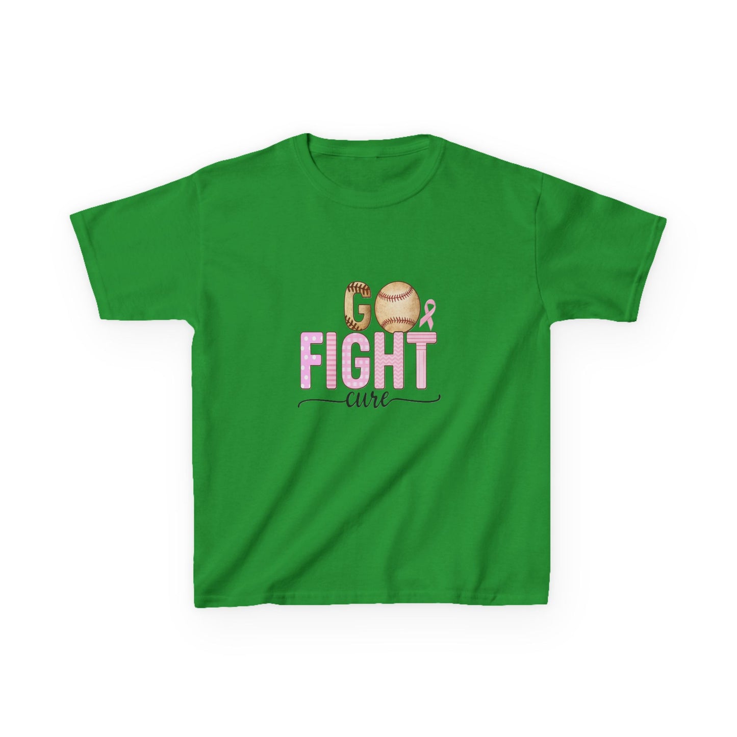 Go Fight Cure Baseball Pink Ribbon Kids Christmas Tee