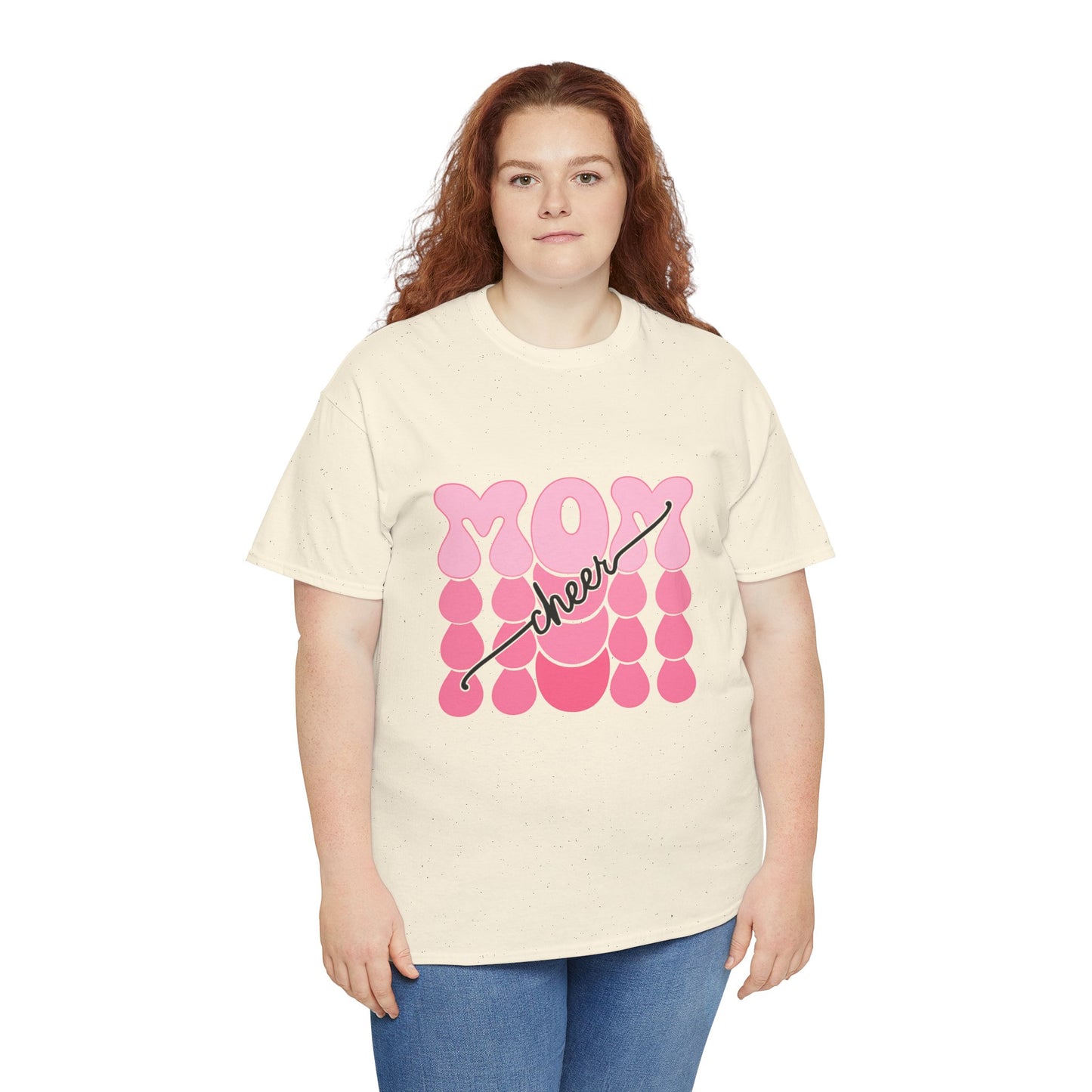 MOM Cheer – Pink Bubble Letter Spirit Tee