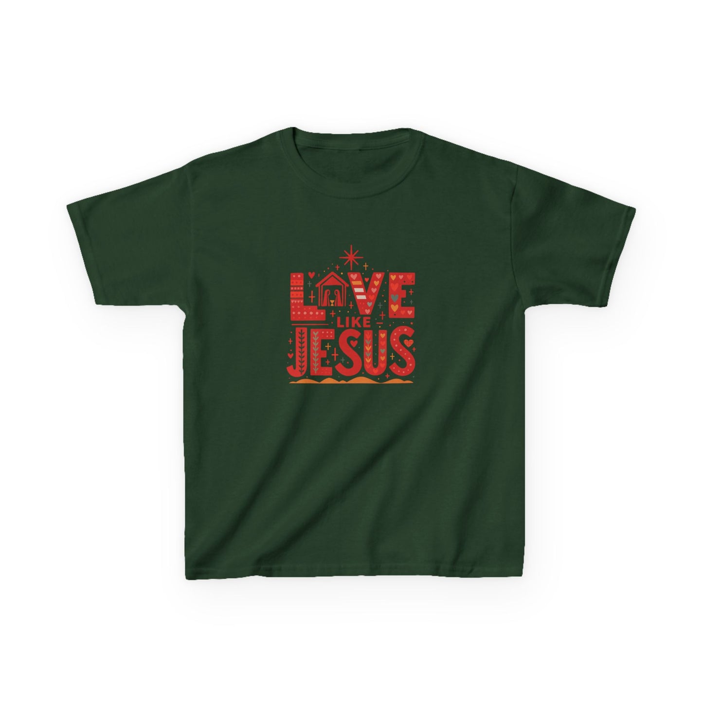 Love Like Jesus Christmas Dinosaur Kids Tee