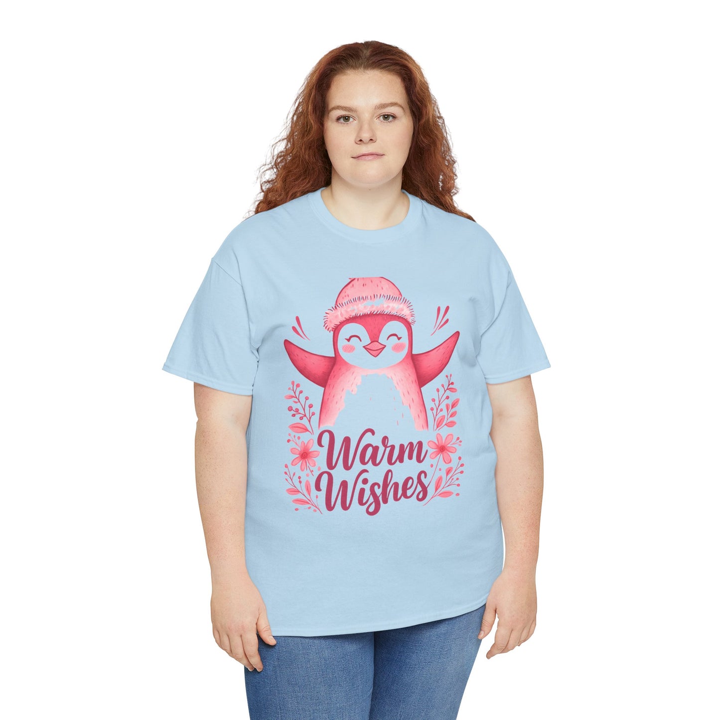 Warm Wishes Pink Penguin Tee - Holiday Tee