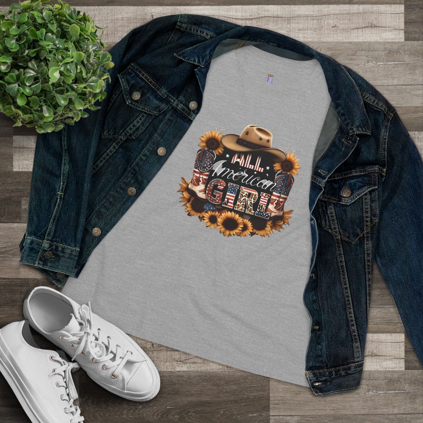 Rustic American Girl Tee, Country Style Shirt, Summer Outfit, Gift for Her, Everyday Casual Wear, Farmhouse Fashion