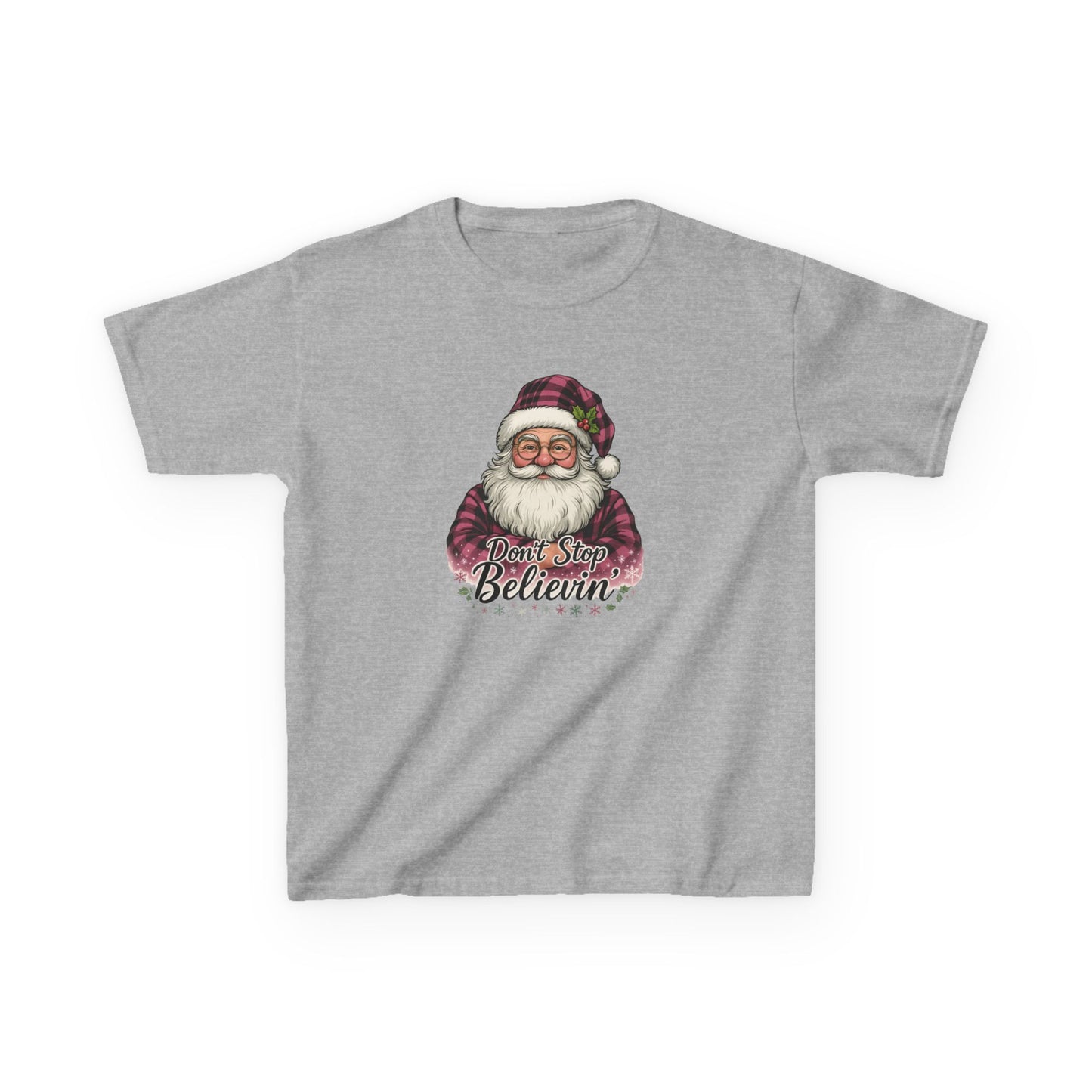 Plaid Santa 'Don't Stop Believin' Christmas Tee