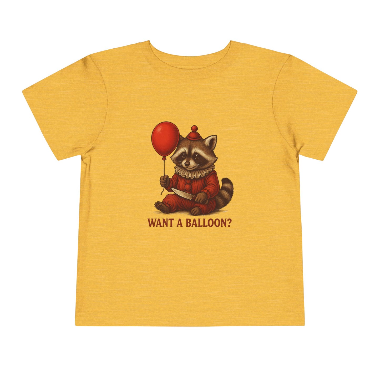 Toddler Halloween Tee with Seated Raccoon Clown Design