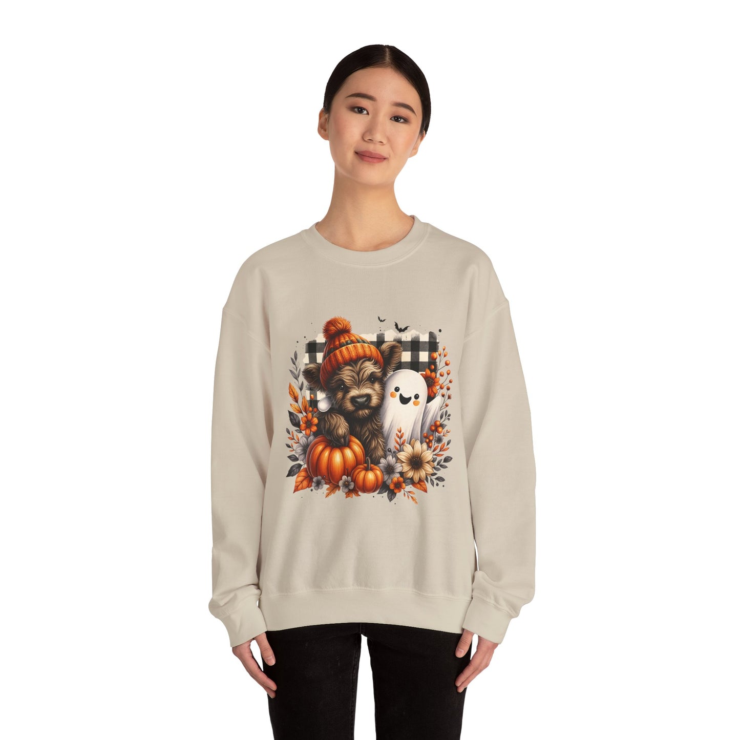 Cute Halloween Dog & Ghost Crewneck Sweatshirt