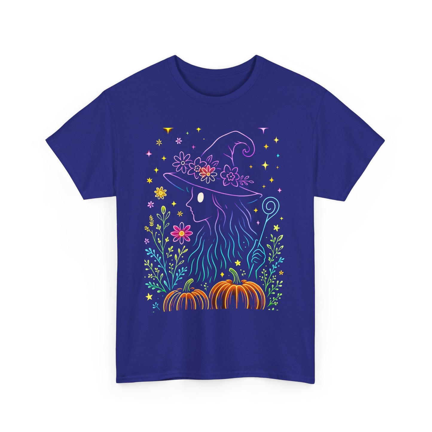 🌙 Whimsical Witch Cat Tee – Magical Halloween Pumpkin Shirt