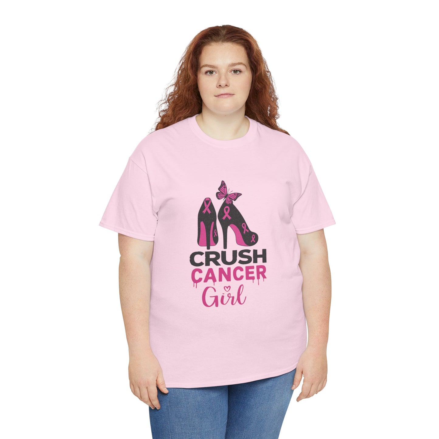 Crush Cancer Girl Tee: High Heels, Pink Ribbon, Hope