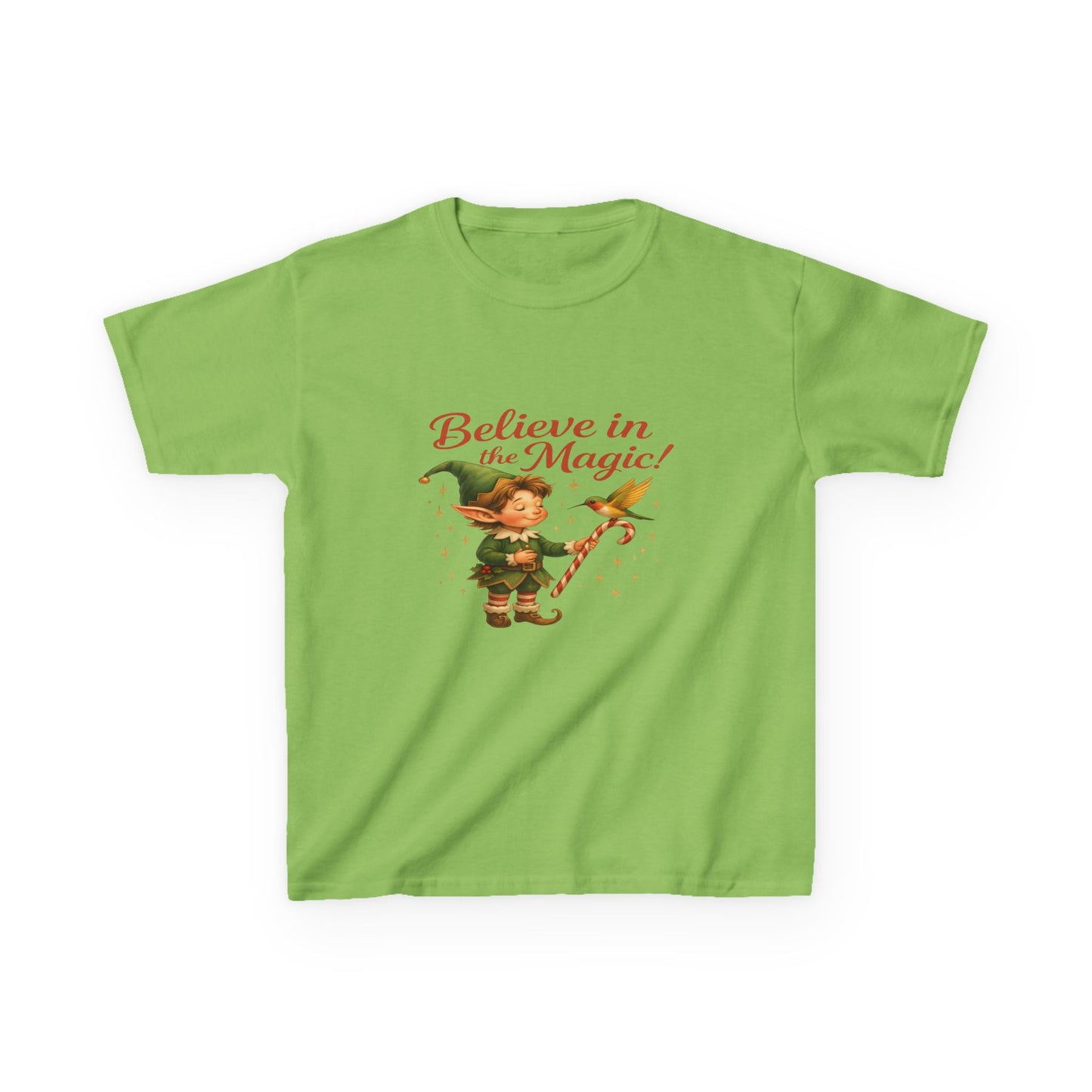 Believe in the Magic Elf & Dino Christmas Kids Tee
