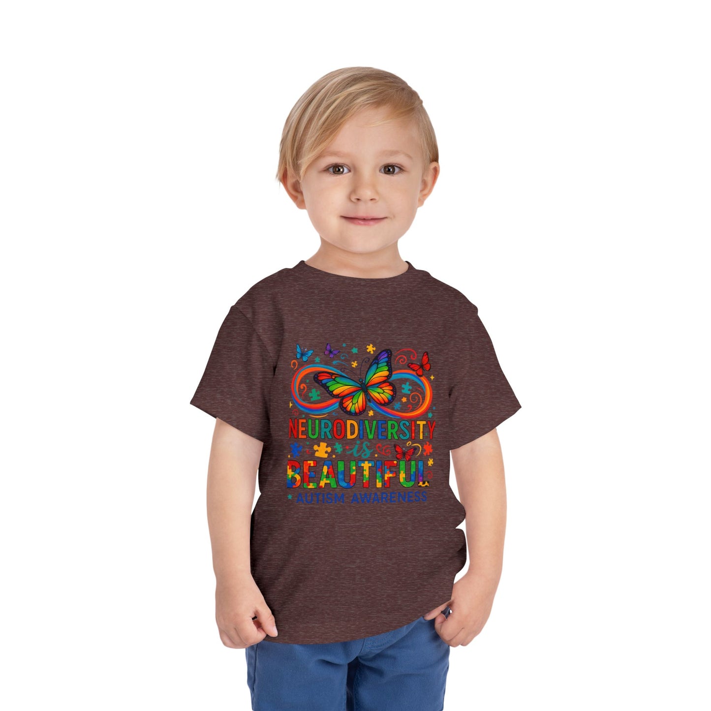 Toddler Tee - Neurodiversity is Beautiful Butterfly Rainbow Puzzle Piece Tee