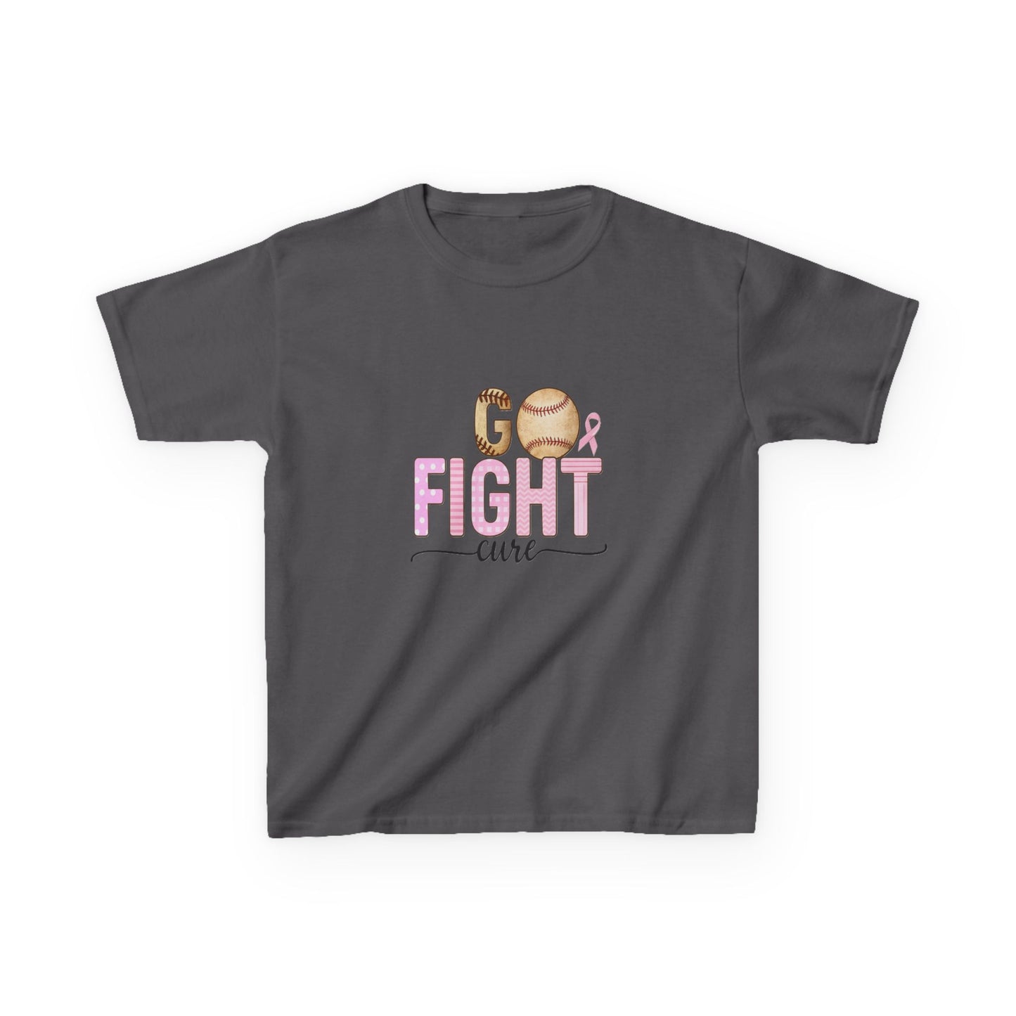 Go Fight Cure Baseball Pink Ribbon Kids Christmas Tee