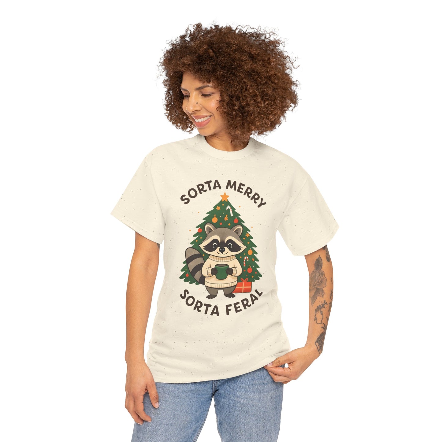 Sorta Merry Sorta Feral Raccoon Christmas Tee