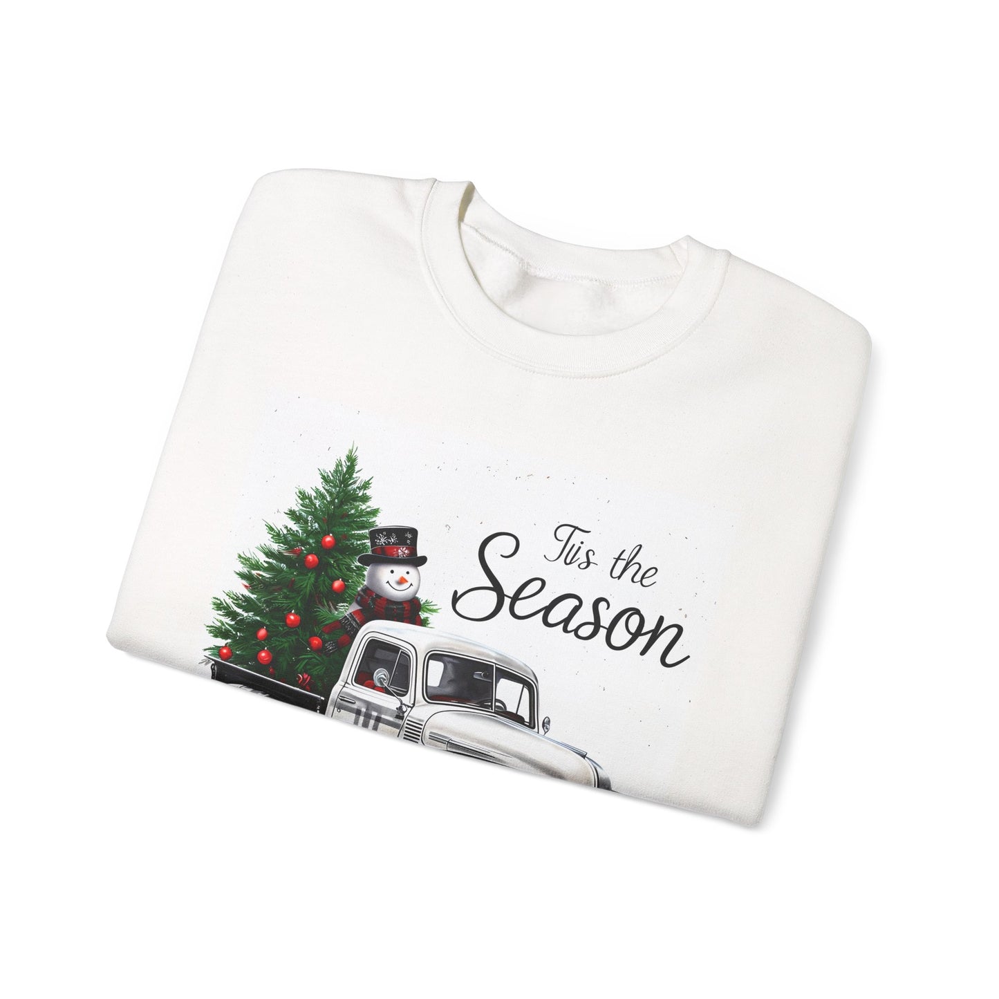 Black and White Plaid Christmas Pickup Truck Sweatshirt