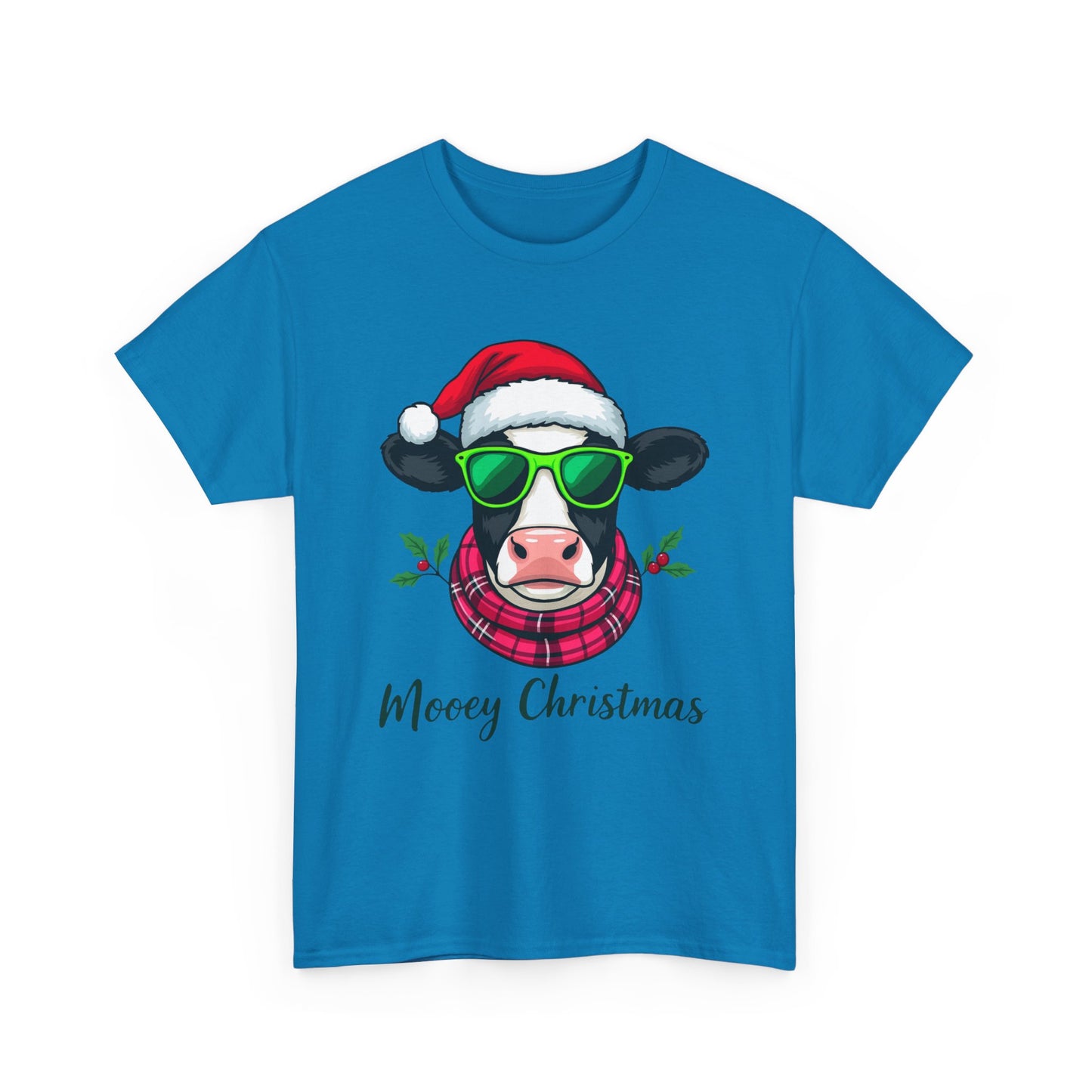 Moovey Christmas Cow Tee - Pink Plaid Scarf & Sunglasses