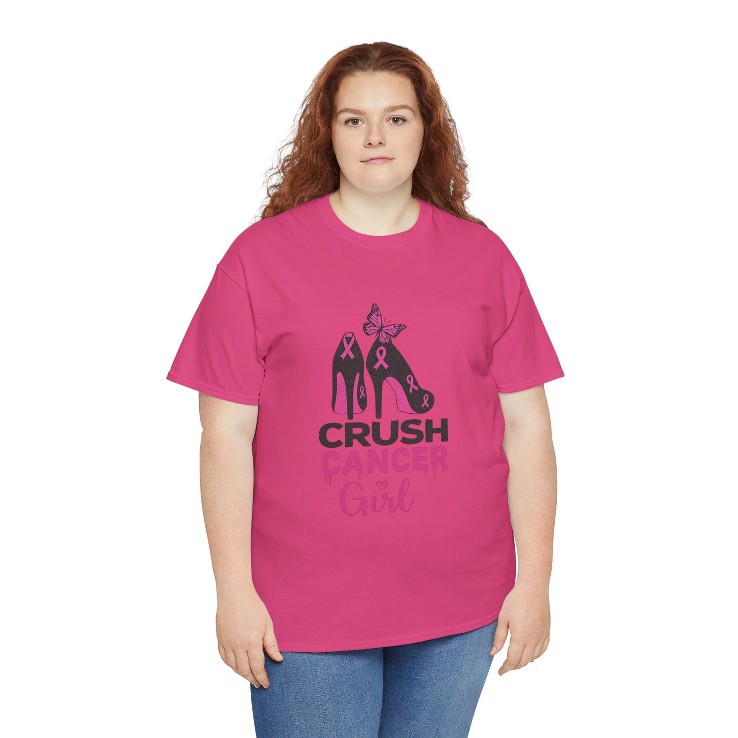 Crush Cancer Girl Tee: High Heels, Pink Ribbon, Hope