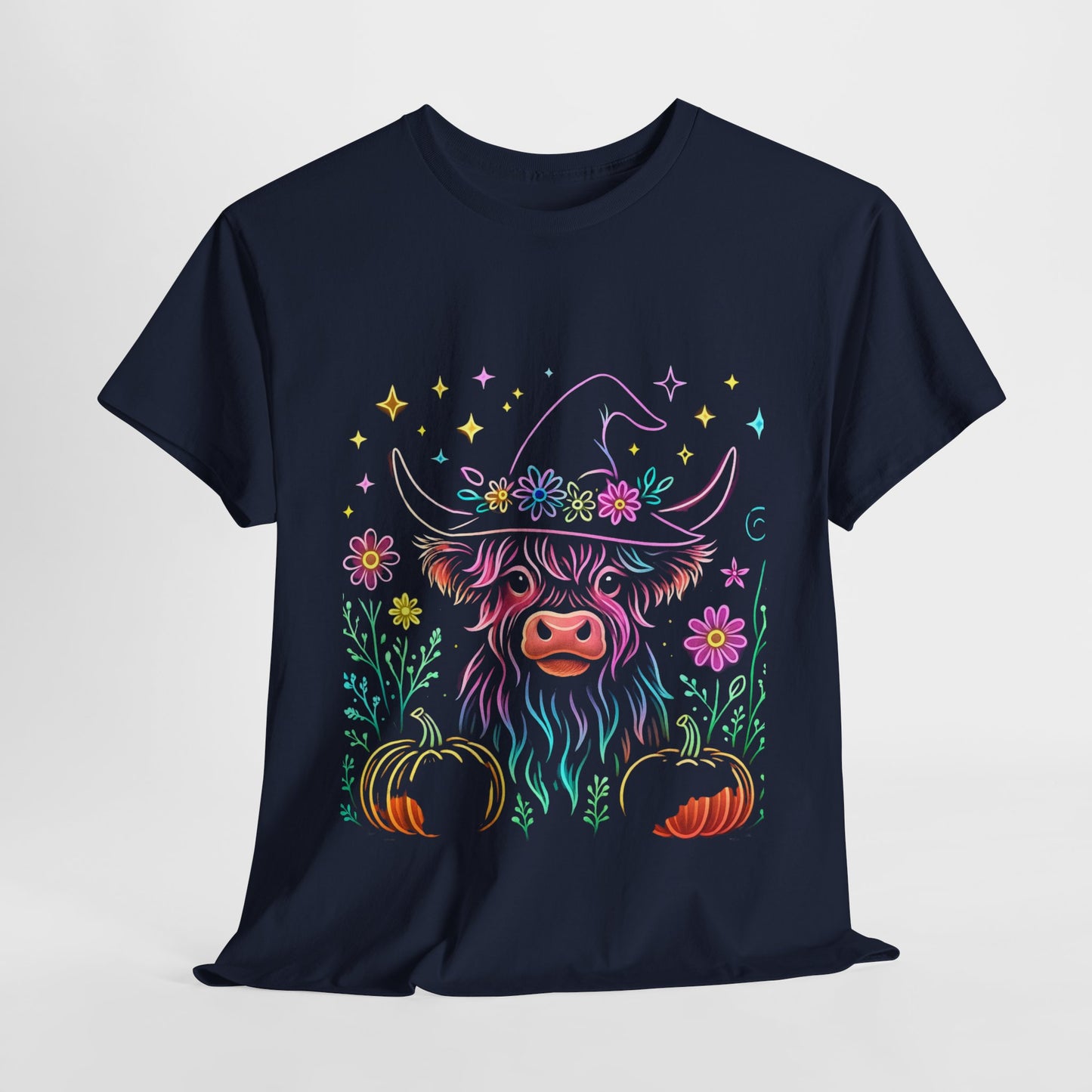 🎃 Magical Highland Cow Tee – Witchy Pumpkin Farm Shirt