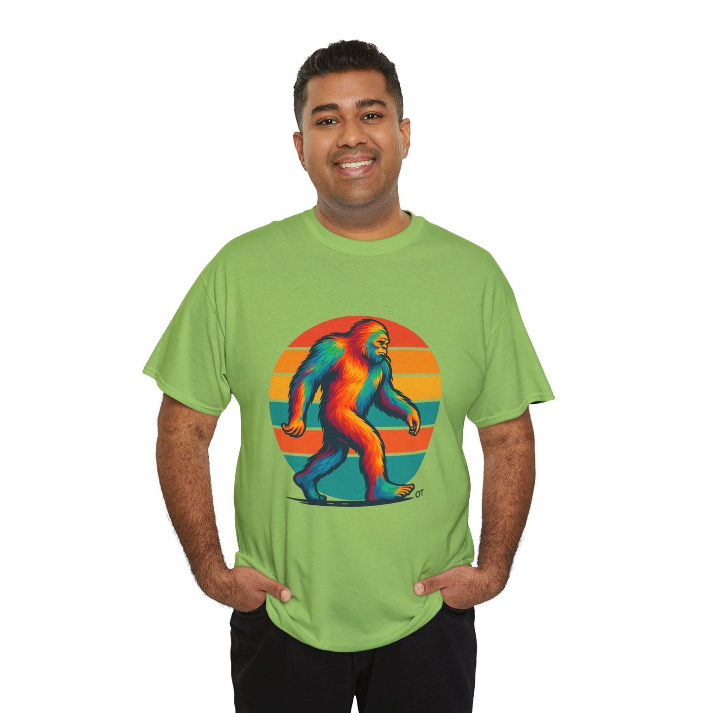 Colorful Bigfoot Unisex T-Shirt, Fun Graphic Tee for Nature Lovers, Perfect for Holidays, Festivals, Camping, Gifts