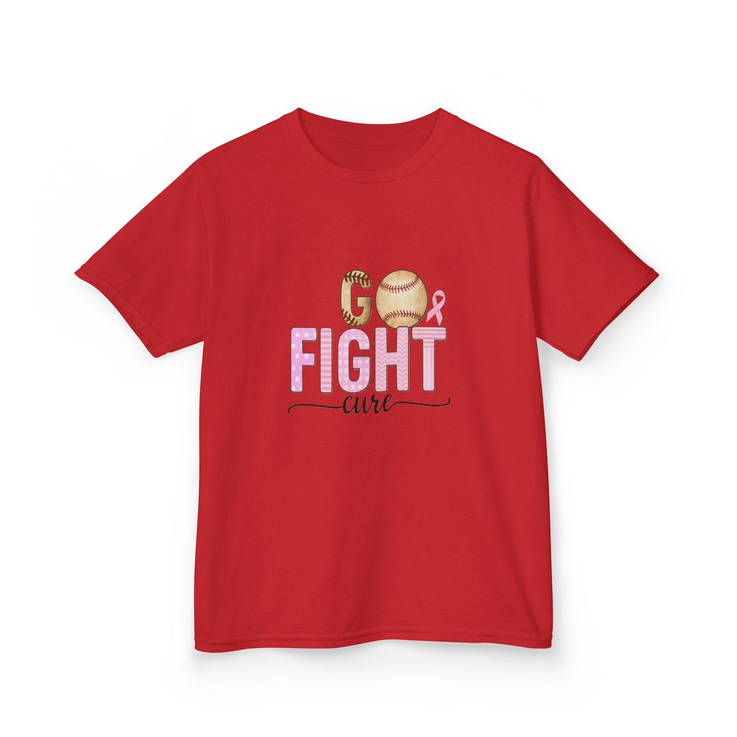Go Fight Cure Baseball Pink Ribbon Kids Christmas Tee