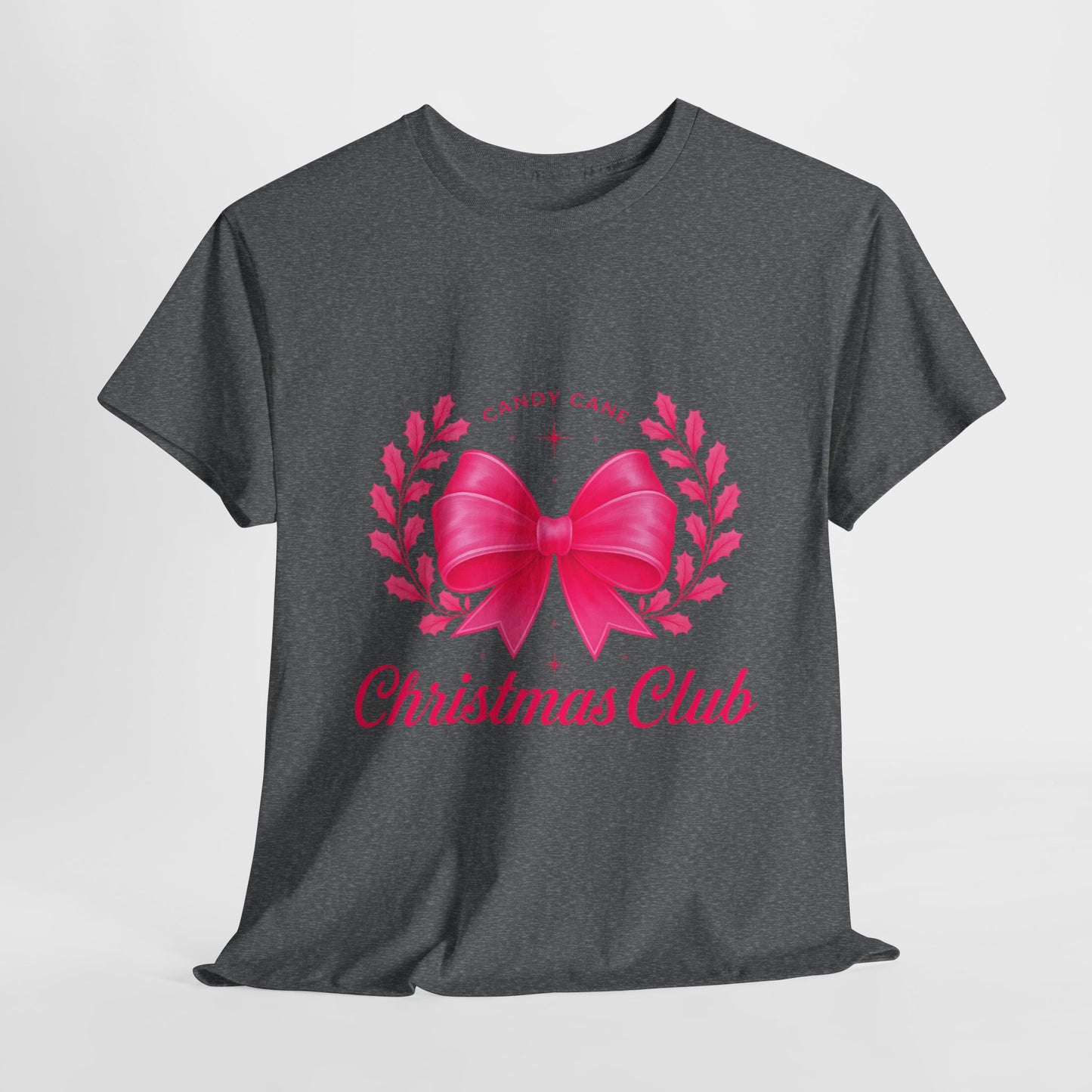Christmas Tee with Pink Bow and Candy Cane Christmas Club Text